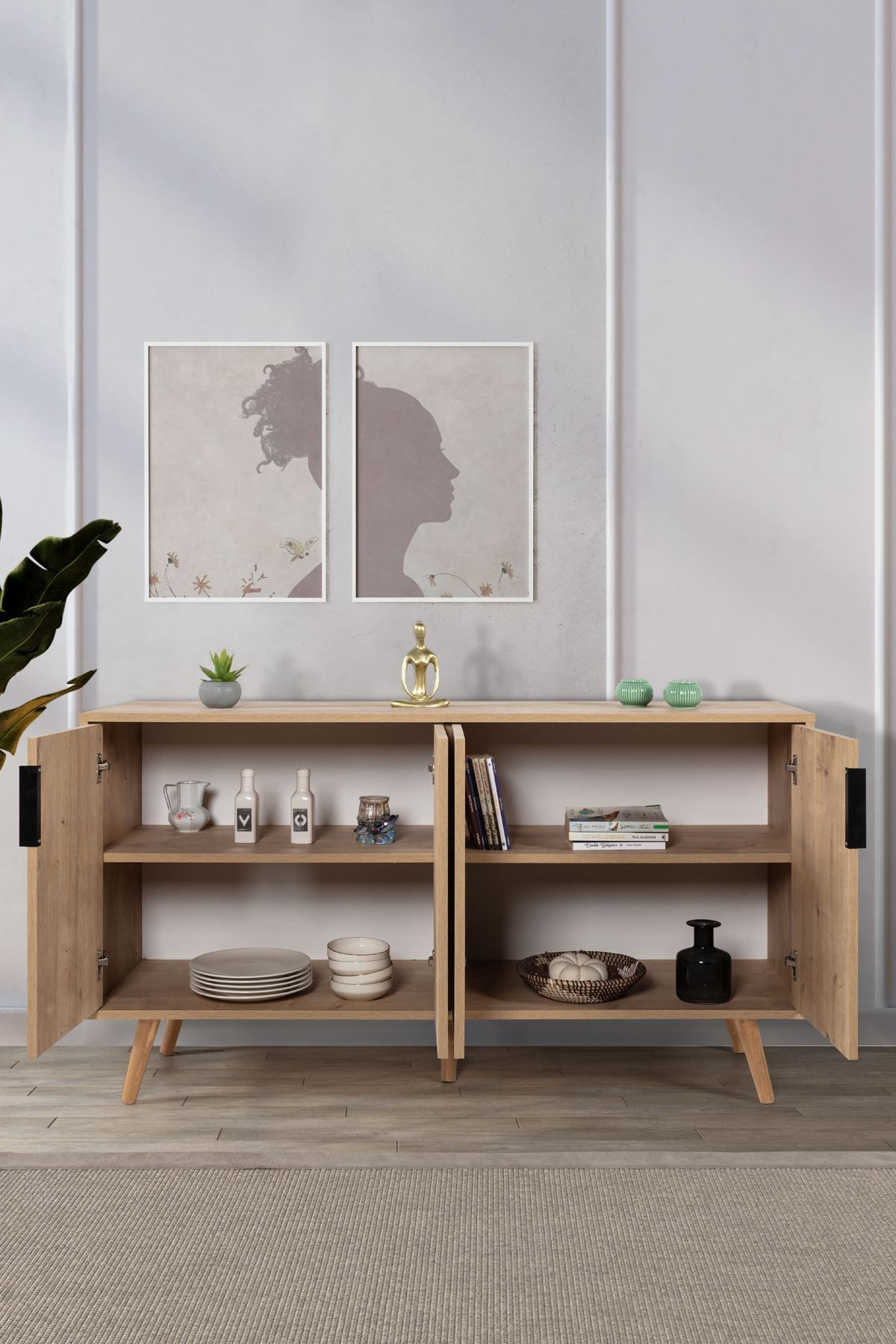 Consola Sırma 4514, 150 x 82 x 44 cm, stejar safir, PAL melaminat — imaginea 6