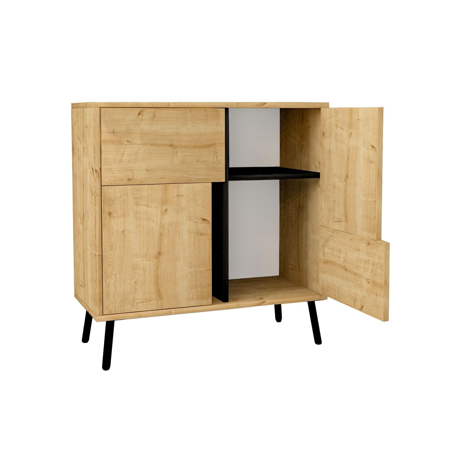 Dulap Darien, 76, 5 x 79, 5 x 35 cm, stejar safir negru lemn, PAL melaminat, spatiu de depozitare, fixare pe perete, safir stejar / negru wood — imaginea 7