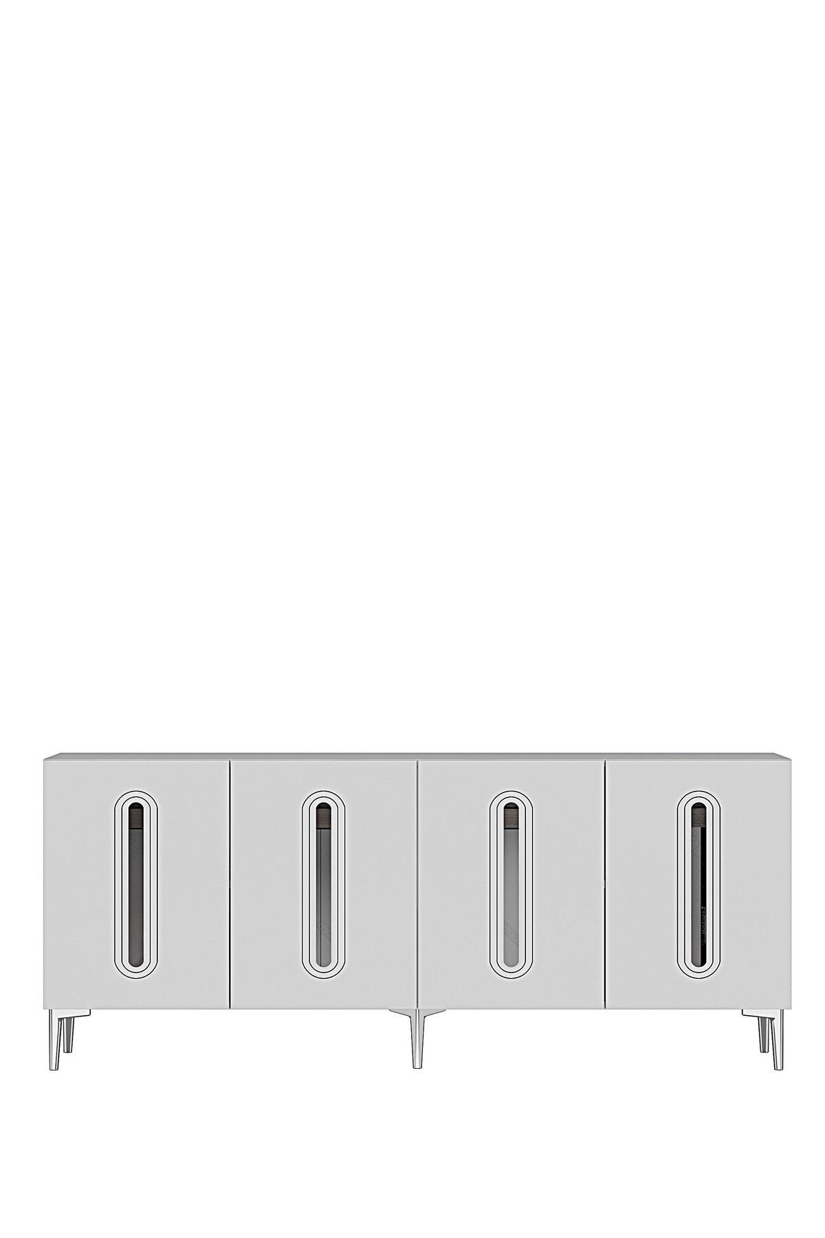 Consola Rany 180, 180 x 75 x 32 cm, alb argintiu, PAL melaminat, oglinda inclusa, alb / silver — imaginea 2
