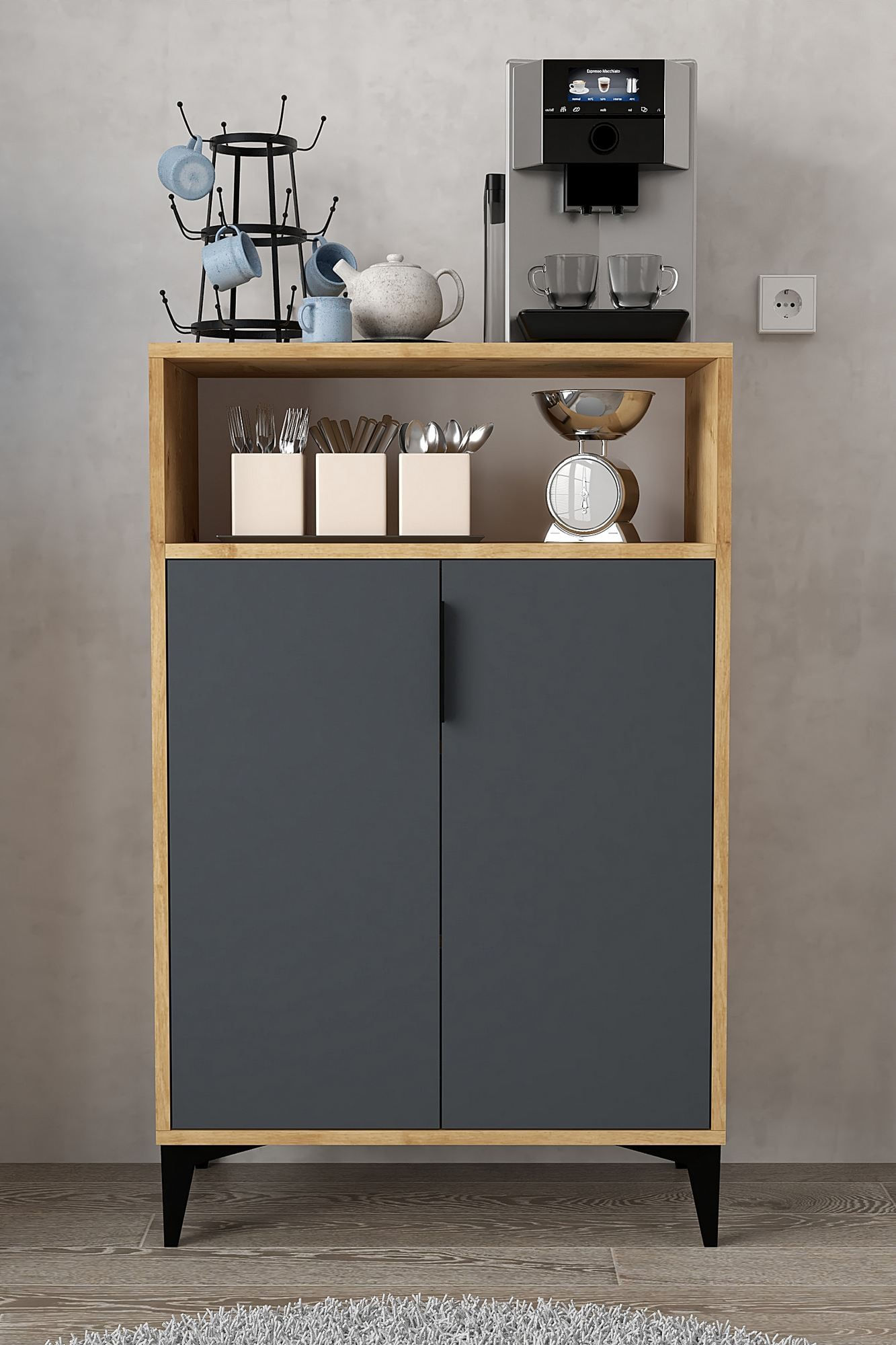 Dulap Ada 1204, 72 x 114 x 36,5 cm, stejar safir antracit, PAL melaminat — imaginea 2