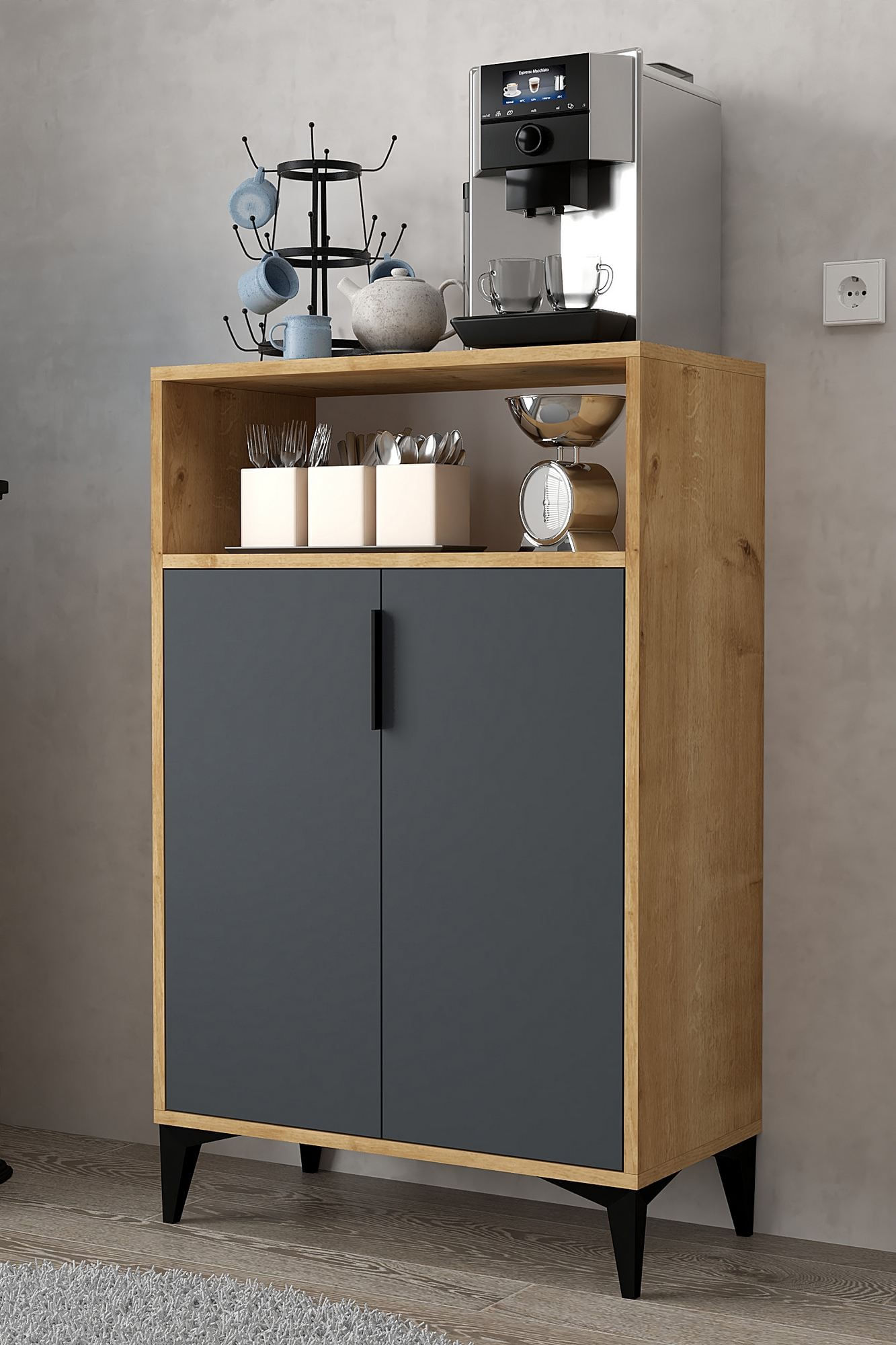 Dulap Ada 1204, 72 x 114 x 36,5 cm, stejar safir antracit, PAL melaminat — imaginea 4