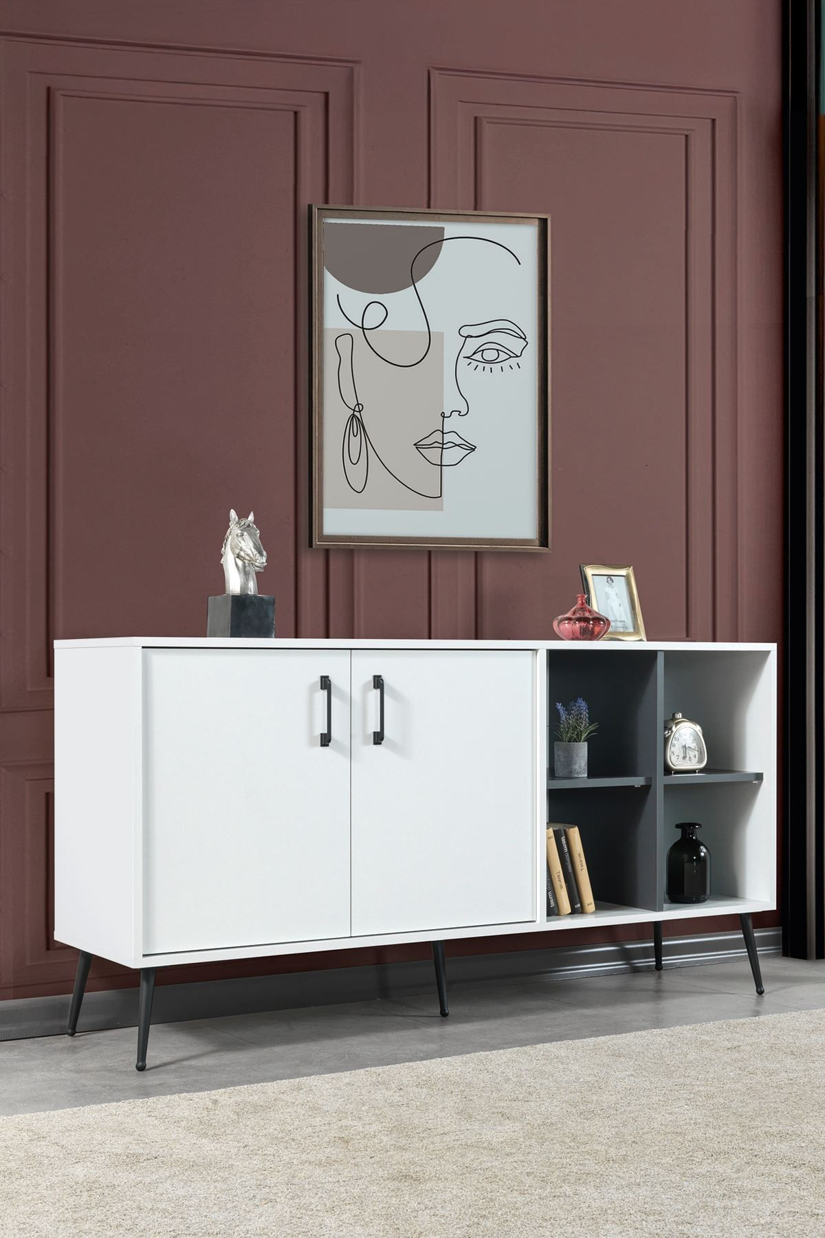 Consola Şile 4612, 160 x 83 x 44 cm, alb antracit, PAL melaminat — imaginea 2