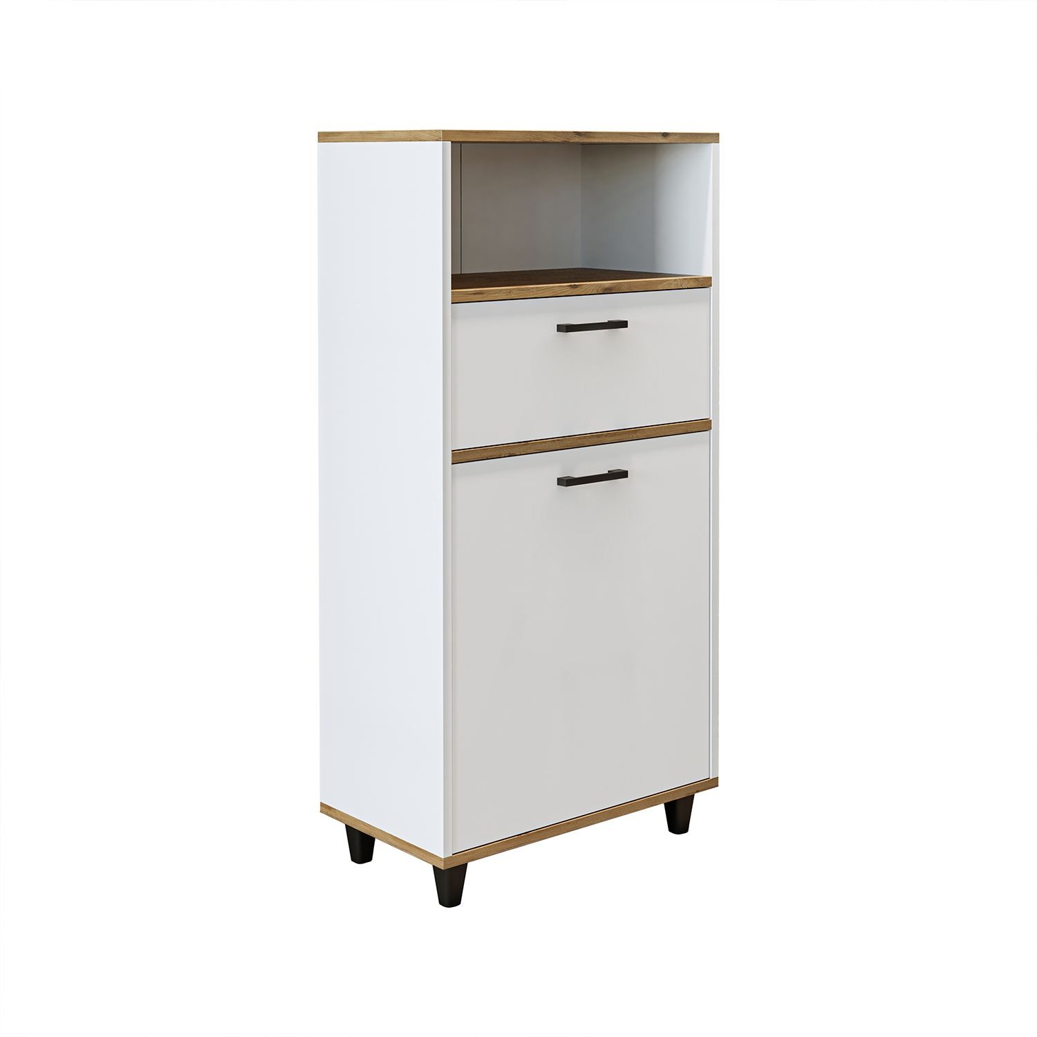 Dulap 2501, 60 x 115 x 35 cm, pin atlantic alb, PAL melaminat, spatiu de depozitare, fixare pe perete — imaginea 4