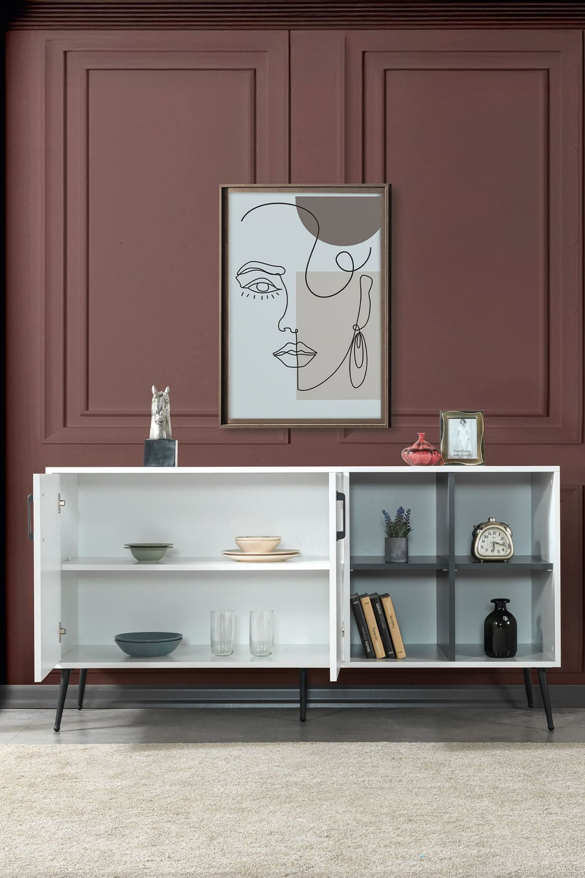 Consola Şile 4612, 160 x 83 x 44 cm, alb antracit, PAL melaminat — imaginea 5