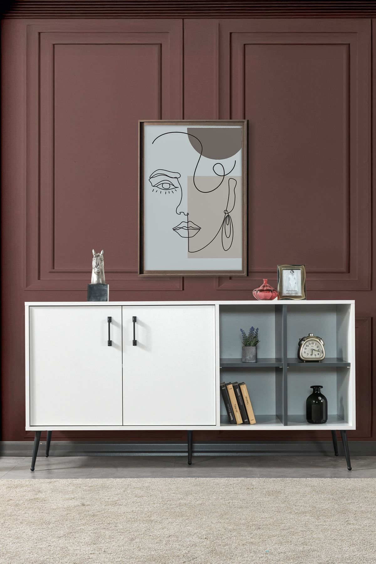 Consola Şile 4612, 160 x 83 x 44 cm, alb antracit, PAL melaminat — imaginea 6