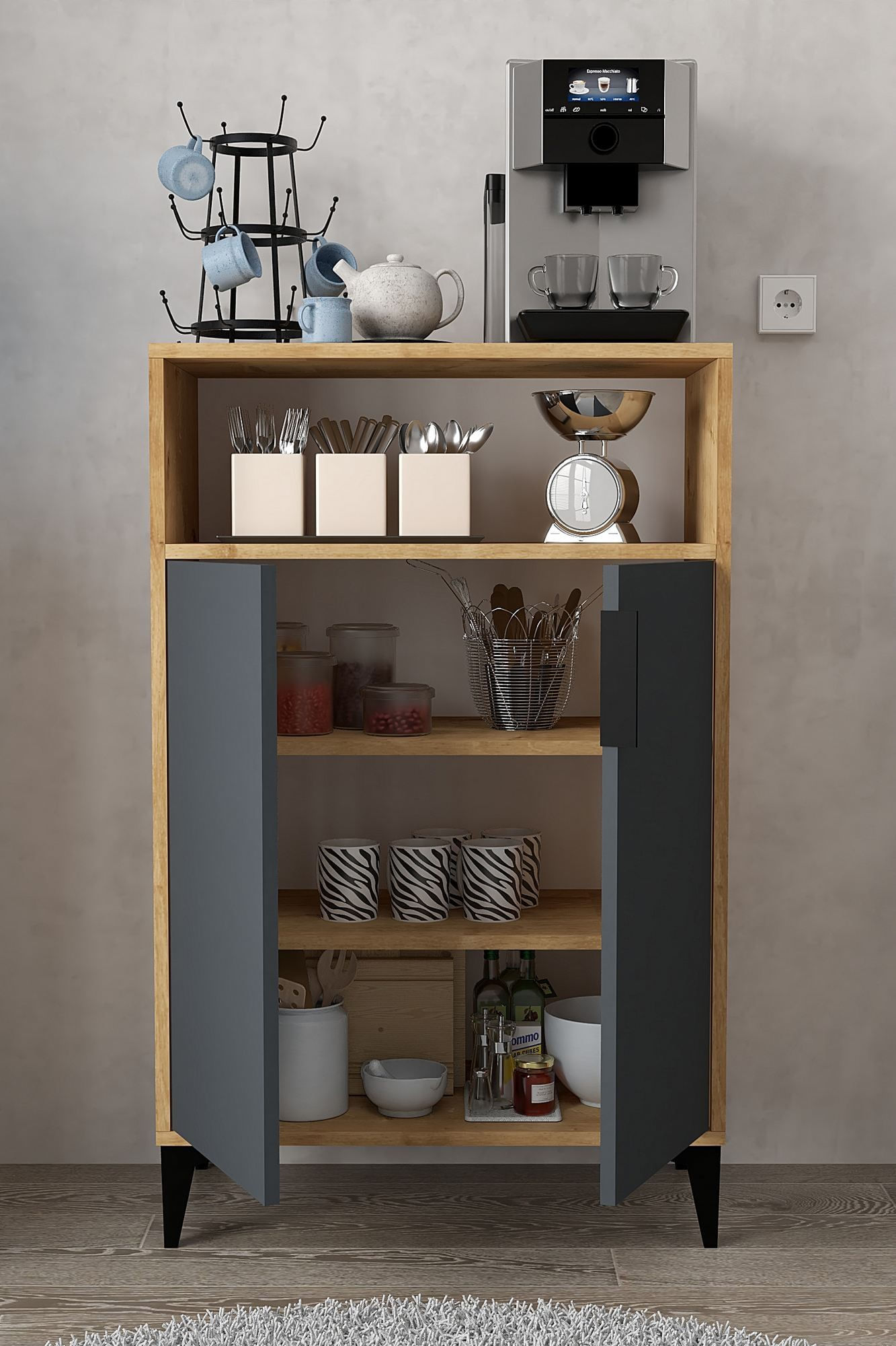 Dulap Ada 1204, 72 x 114 x 36,5 cm, stejar safir antracit, PAL melaminat — imaginea 5