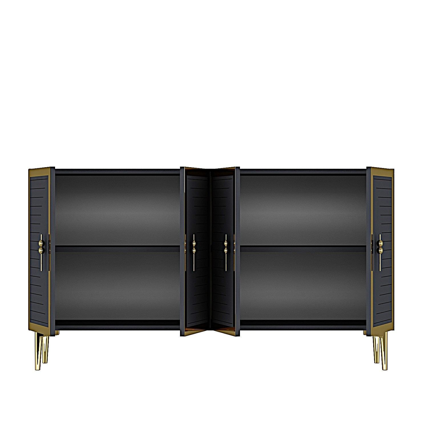 Consola Tuna 120, 120 x 75 x 32 cm, antracit auriu, PAL melaminat, spatiu de depozitare, fixare pe perete, antracit / gold — imaginea 7