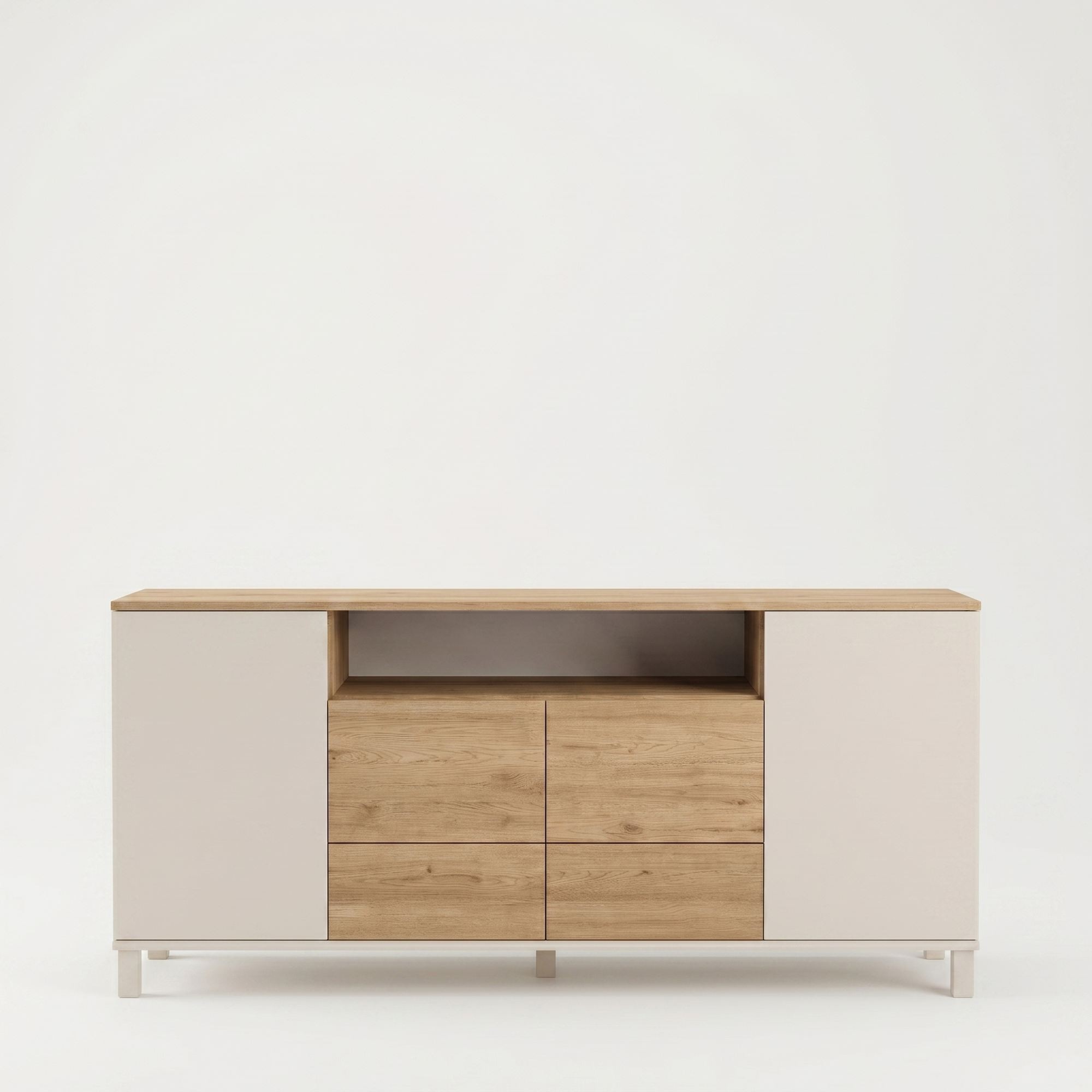 Consola Mood - MD5-CS, 180 x 82,4 x 44,5 cm, sand stejar, PAL melaminat, spatiu de depozitare, fixare pe perete — imaginea 3
