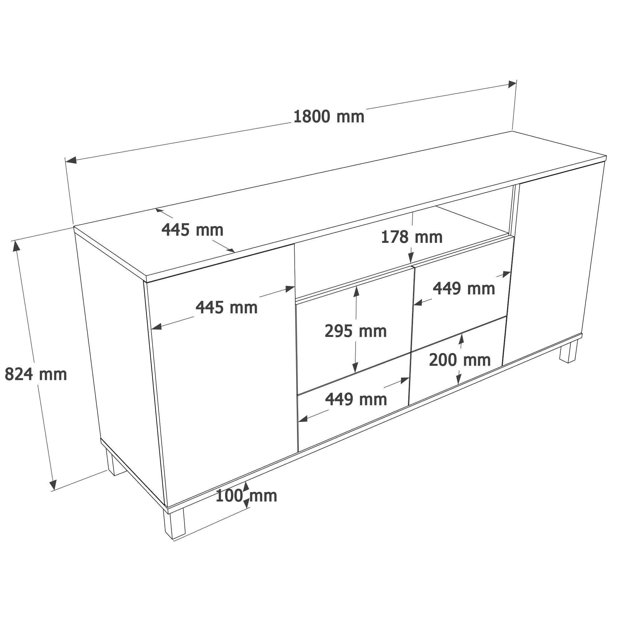 Consola Mood - MD5-CS, 180 x 82,4 x 44,5 cm, sand stejar, PAL melaminat, spatiu de depozitare, fixare pe perete — imaginea 4