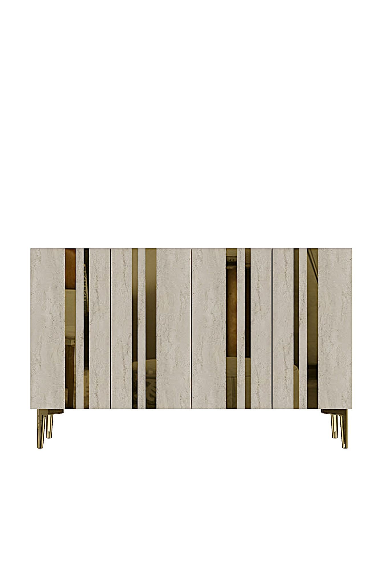 Consola Mia 120, 120 x 75 x 32 cm, alb travertin auriu, PAL melaminat, oglinda inclusa, alb / travertin / gold — imaginea 5