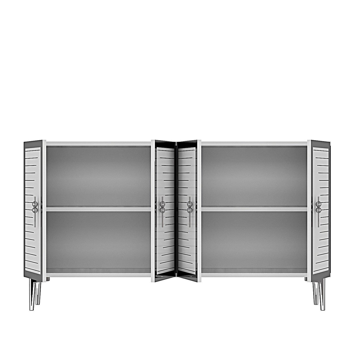 Consola Tuna 120, 120 x 75 x 32 cm, alb argintiu, PAL melaminat, spatiu de depozitare, fixare pe perete, alb / silver — imaginea 9