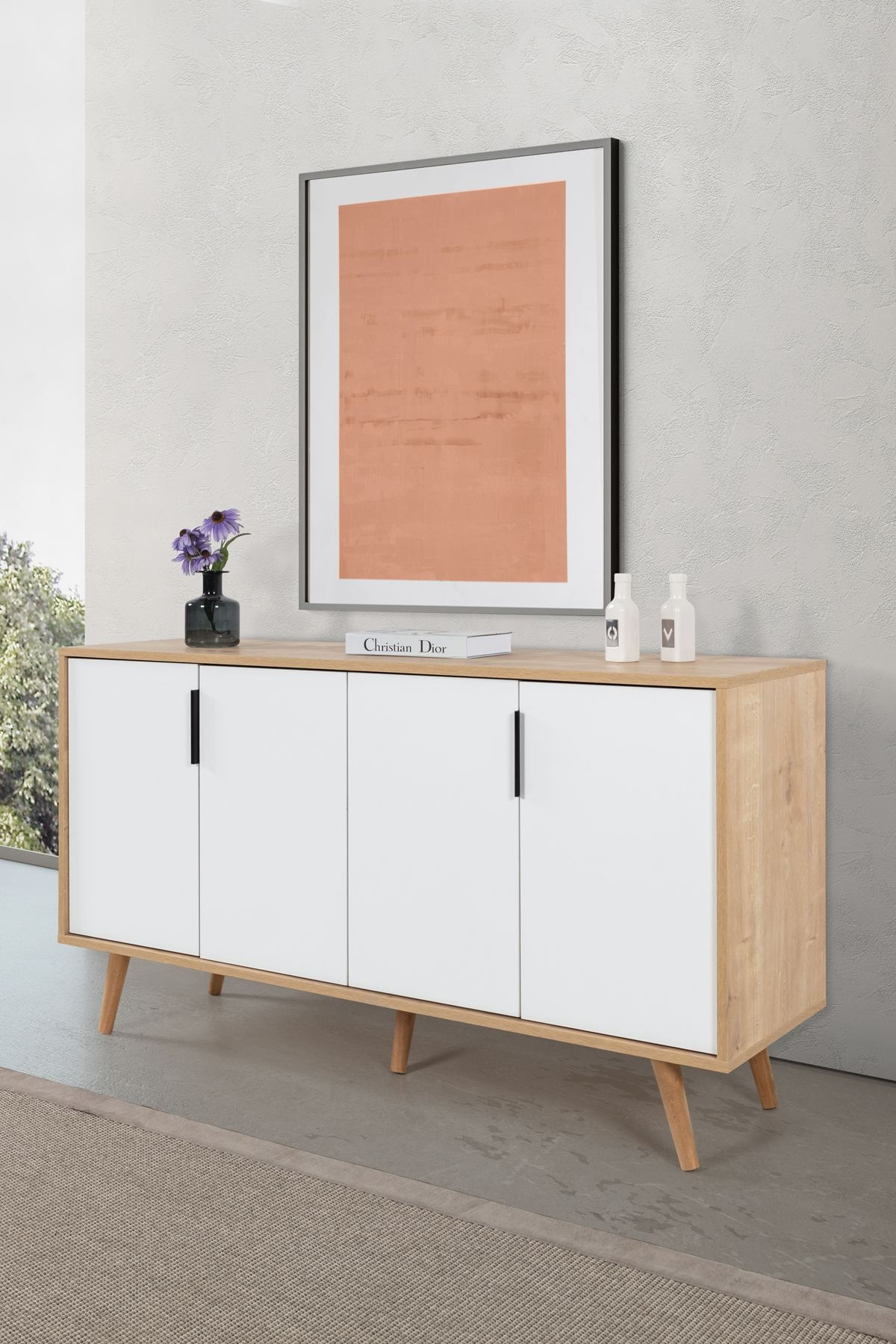 Consola Sırma 4515, 150 x 82 x 44 cm, stejar safir alb, PAL melaminat — imaginea 2