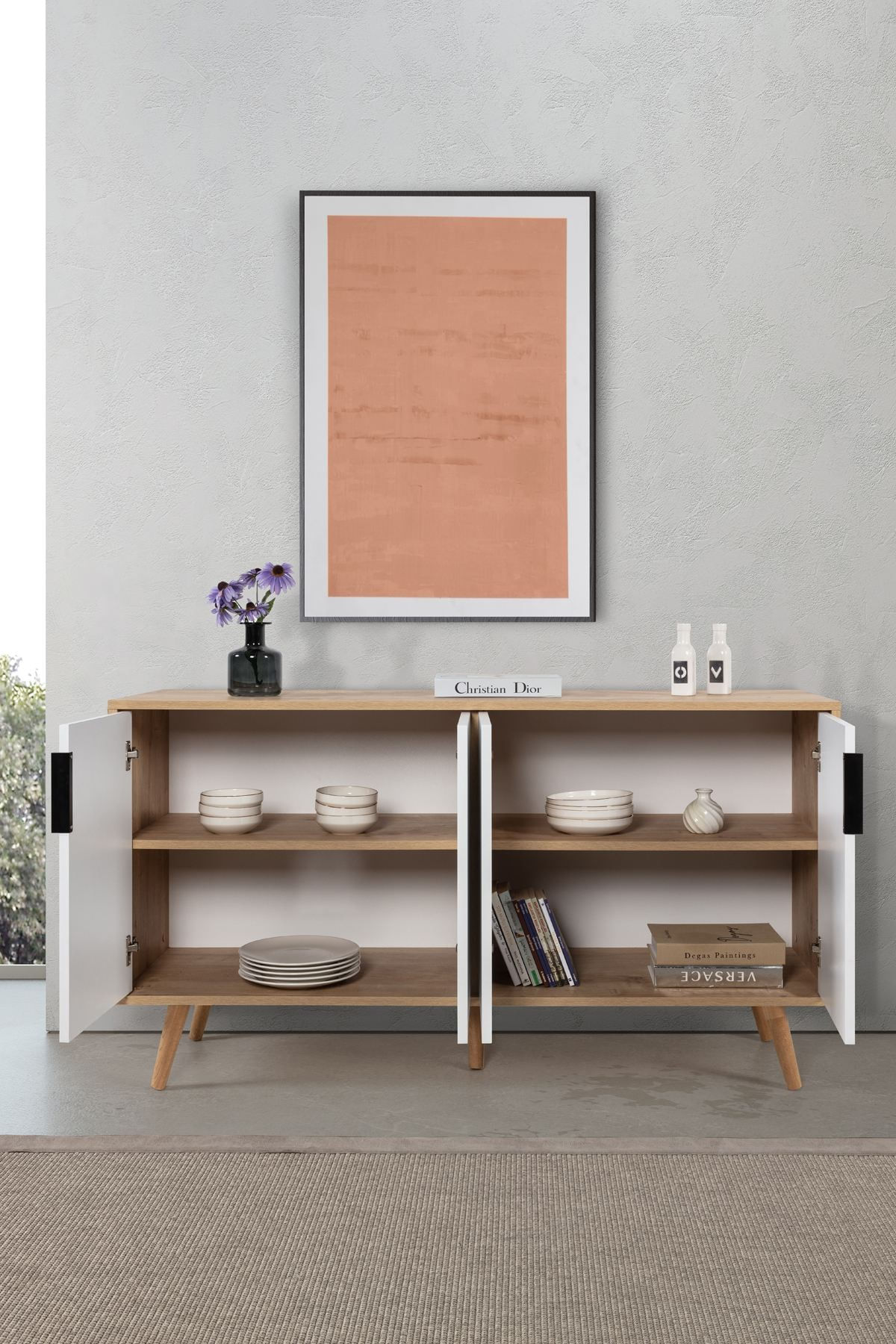 Consola Sırma 4515, 150 x 82 x 44 cm, stejar safir alb, PAL melaminat — imaginea 4