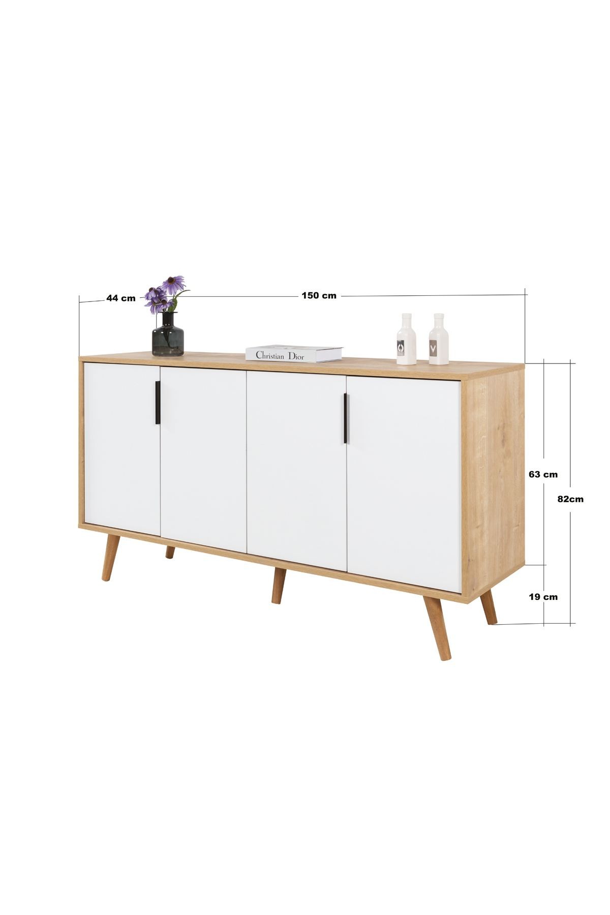 Consola Sırma 4515, 150 x 82 x 44 cm, stejar safir alb, PAL melaminat — imaginea 6