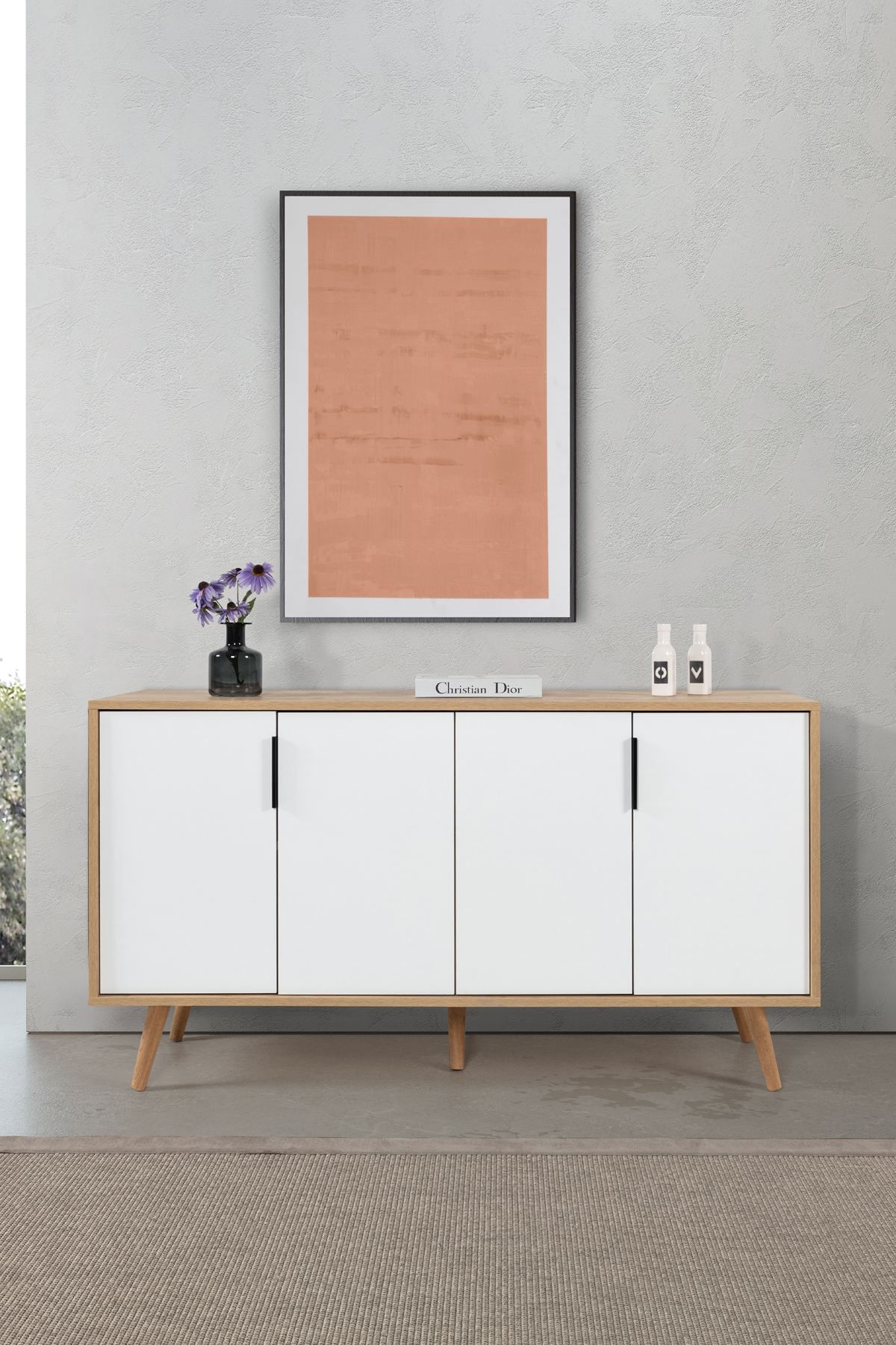 Consola Sırma 4515, 150 x 82 x 44 cm, stejar safir alb, PAL melaminat — imaginea 7