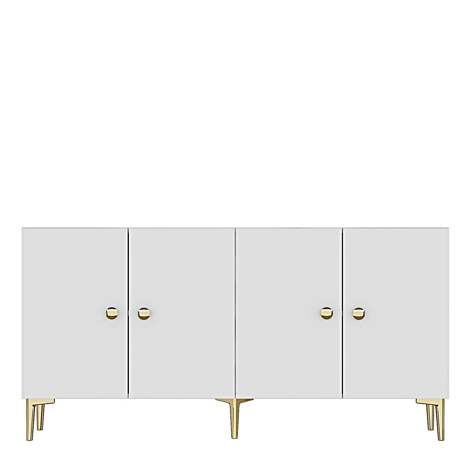 Consola Simple 150, 150 x 75 x 32 cm, alb auriu, PAL melaminat, spatiu de depozitare, fixare pe perete, alb / gold — imaginea 3
