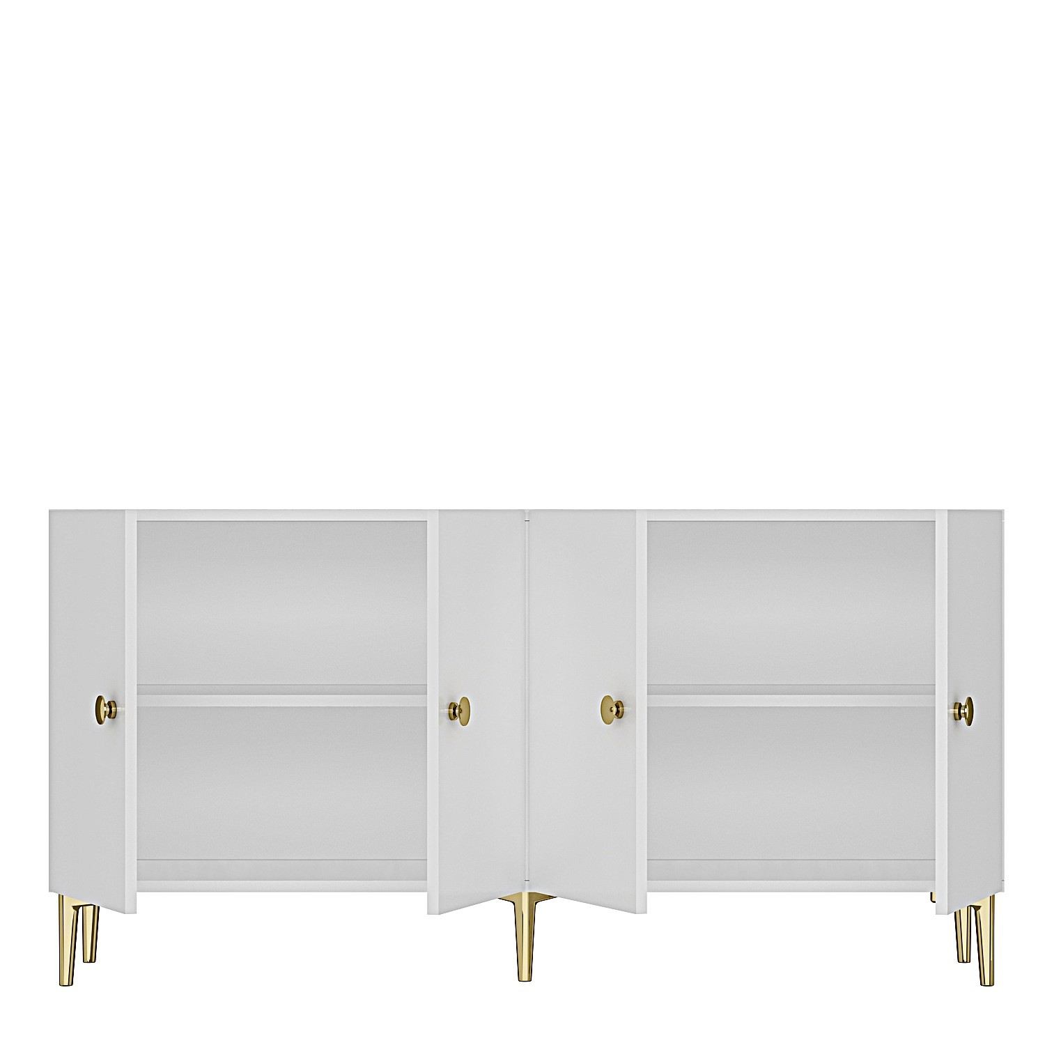 Consola Simple 150, 150 x 75 x 32 cm, alb auriu, PAL melaminat, spatiu de depozitare, fixare pe perete, alb / gold — imaginea 5