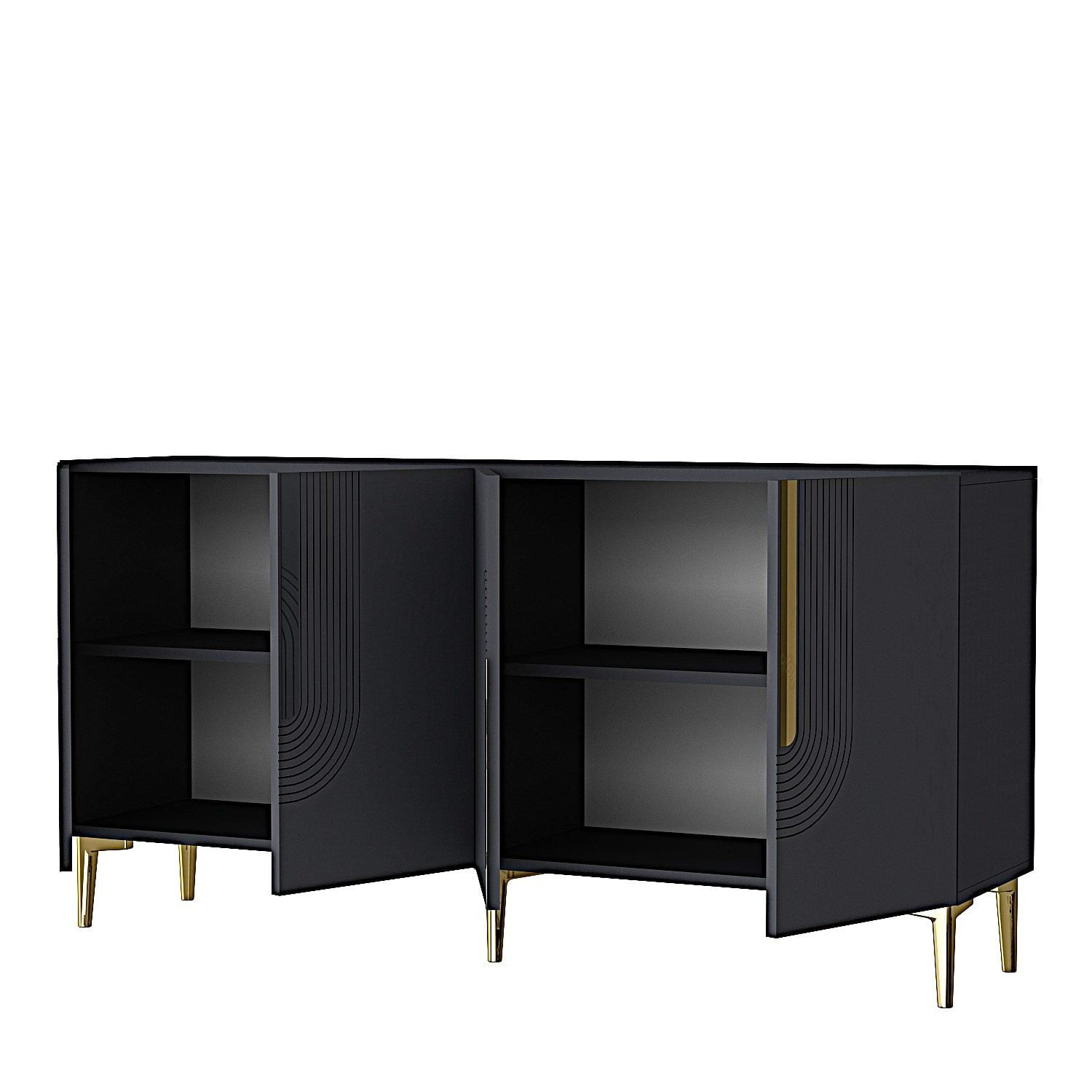 Consola Meyra 150, 150 x 75 x 32 cm, antracit auriu, PAL melaminat, spatiu de depozitare, fixare pe perete, antracit / gold — imaginea 5