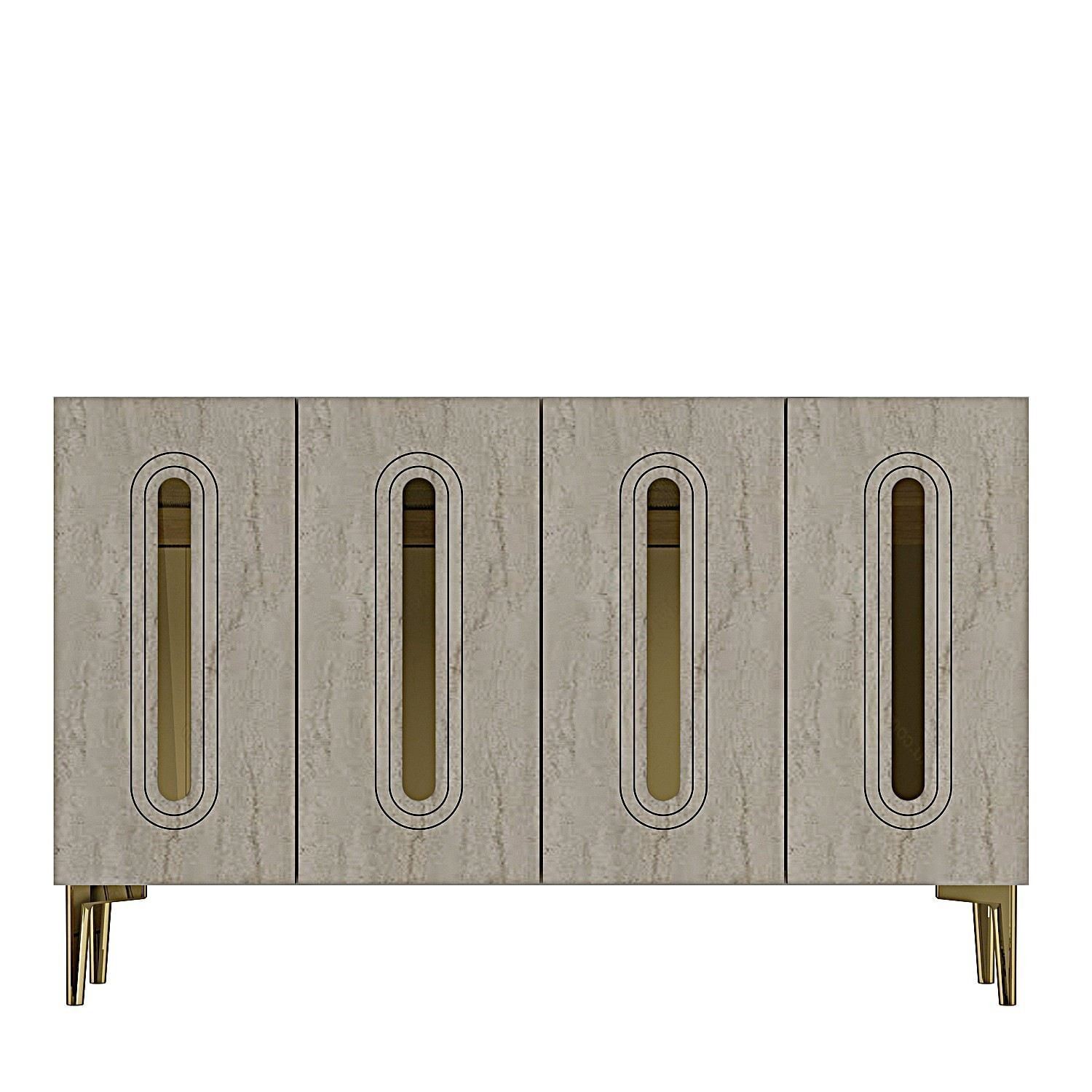 Consola Rany 120, 120 x 75 x 32 cm, alb travertin auriu, PAL melaminat, spatiu de depozitare, fixare pe perete, alb / travertin / gold — imaginea 4