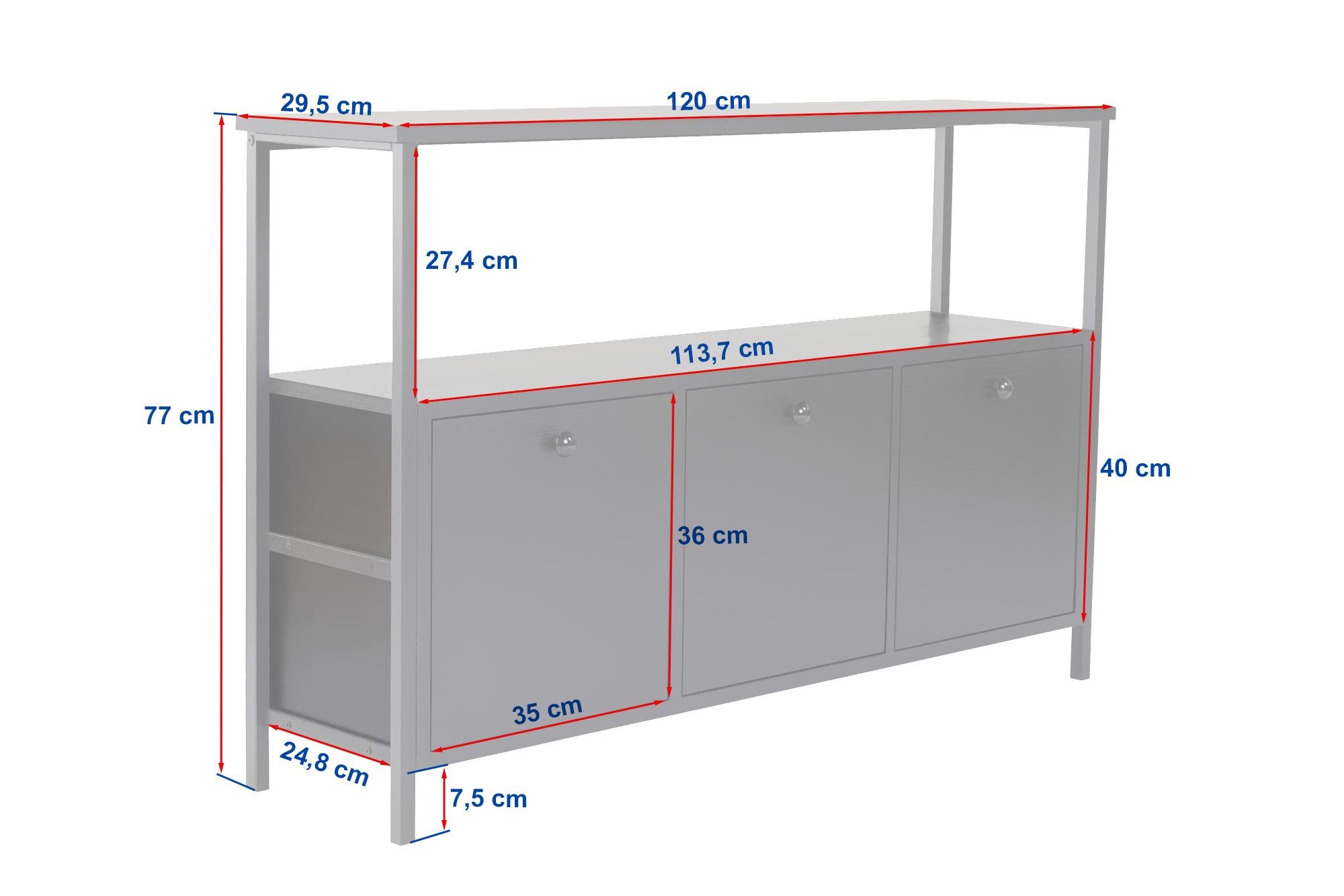 Consola Solace, 120 x 77 x 30 cm, lemn negru negru, PAL melaminat, wood negru / negru — imaginea 8