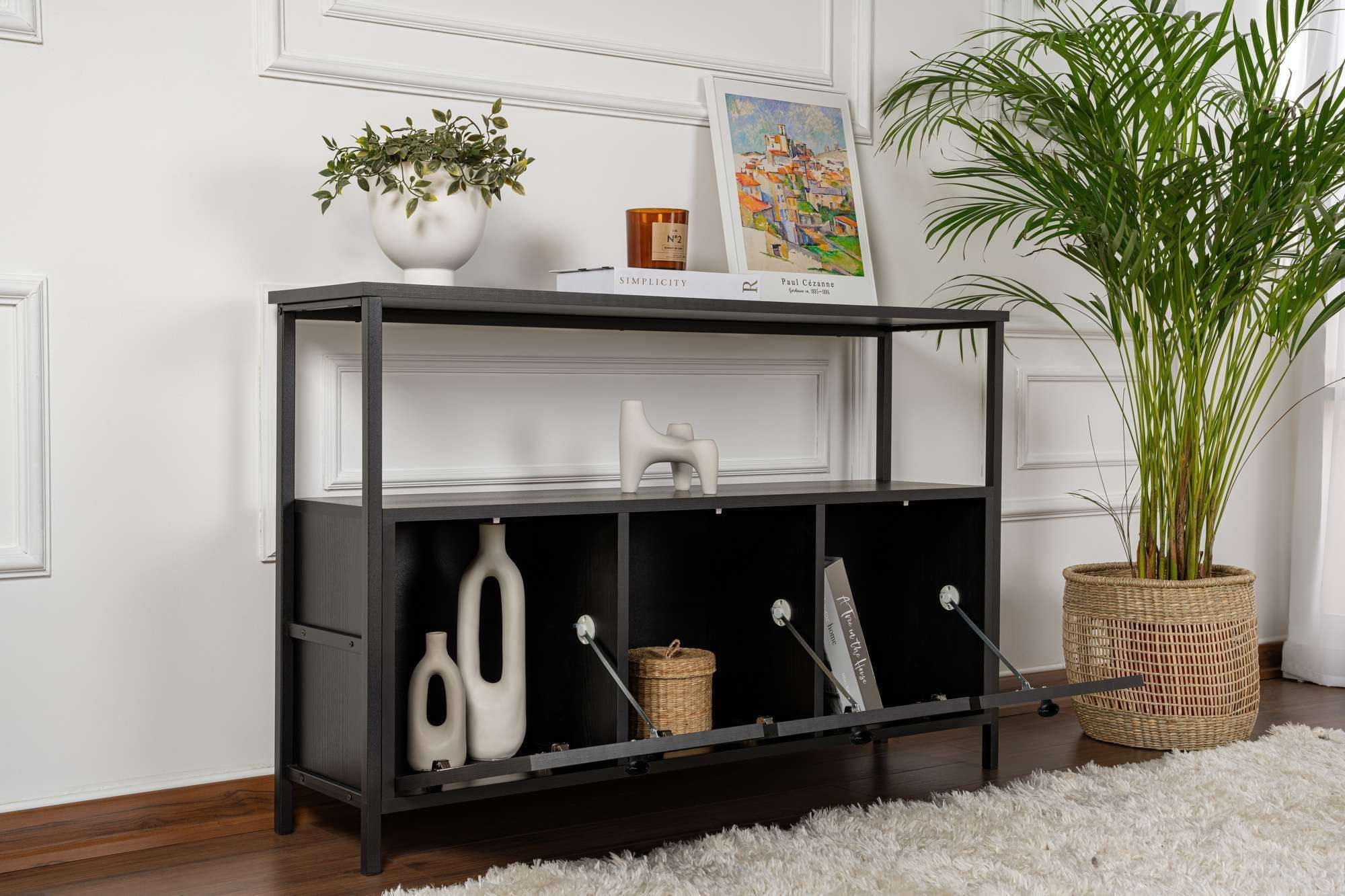 Consola Solace, 120 x 77 x 30 cm, lemn negru negru, PAL melaminat, wood negru / negru — imaginea 9