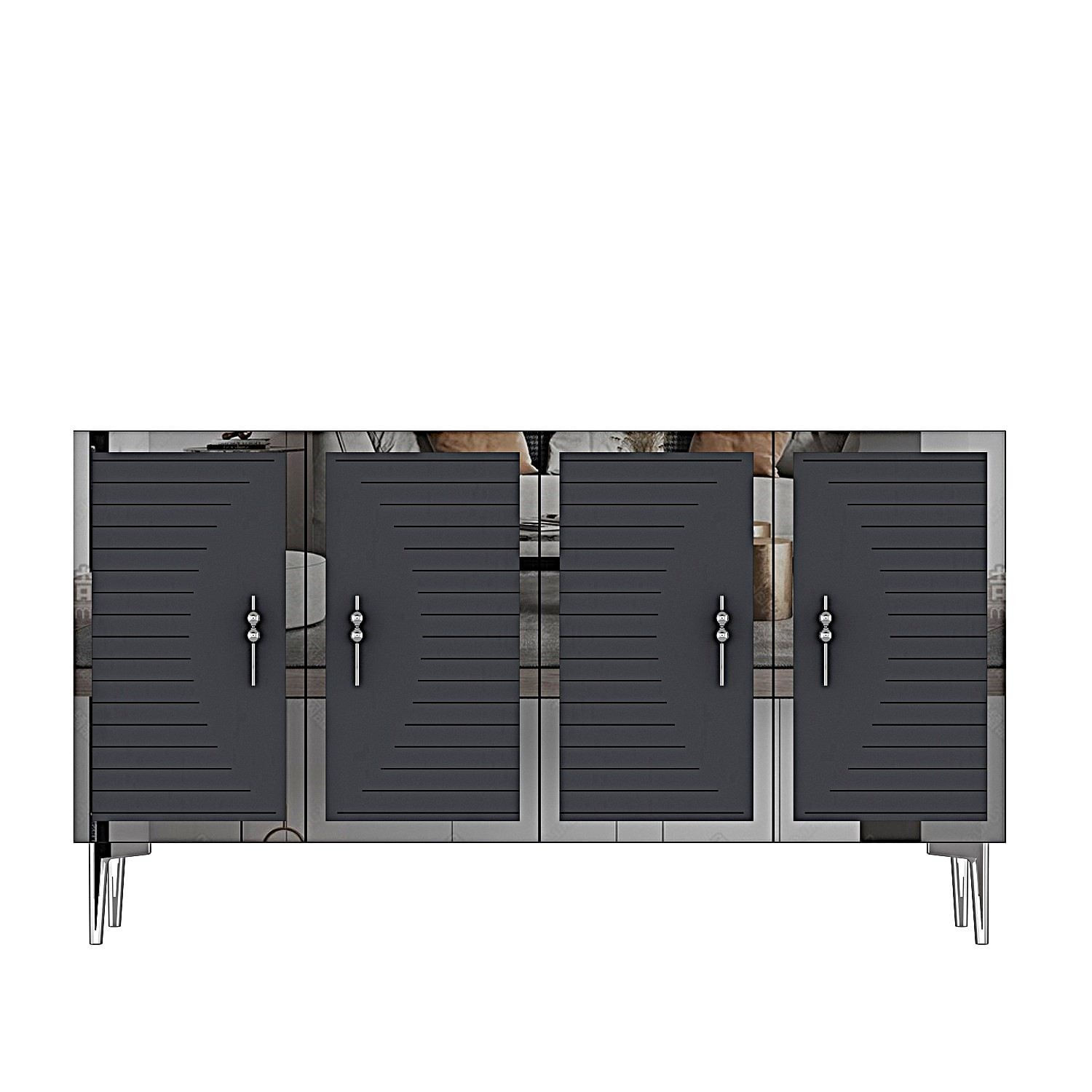Consola Tuna 120, 120 x 75 x 32 cm, antracit argintiu, PAL melaminat, spatiu de depozitare, fixare pe perete, antracit / silver — imaginea 2