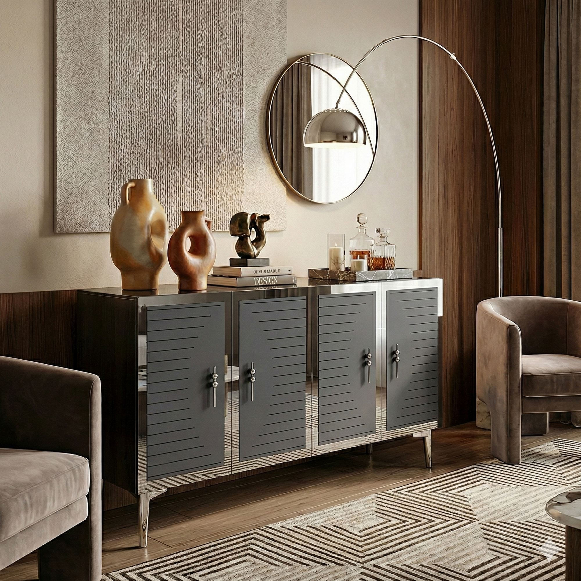 Consola Tuna 120, 120 x 75 x 32 cm, antracit argintiu, PAL melaminat, spatiu de depozitare, fixare pe perete, antracit / silver — imaginea 10