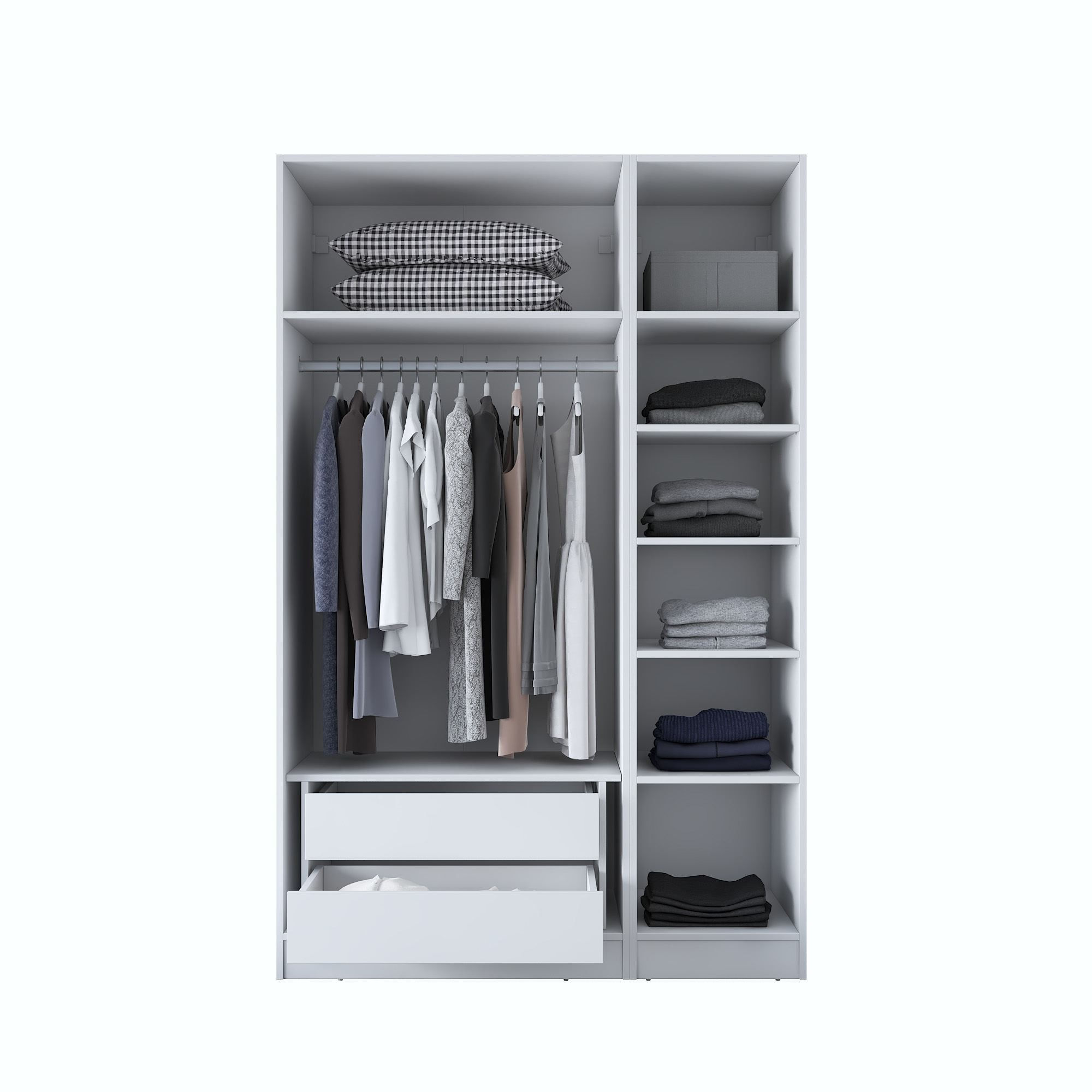 Dulap haine BA155, 135 x 210 x 57,5 cm, alb, PAL, spatiu de depozitare, fixare pe perete — imaginea 2