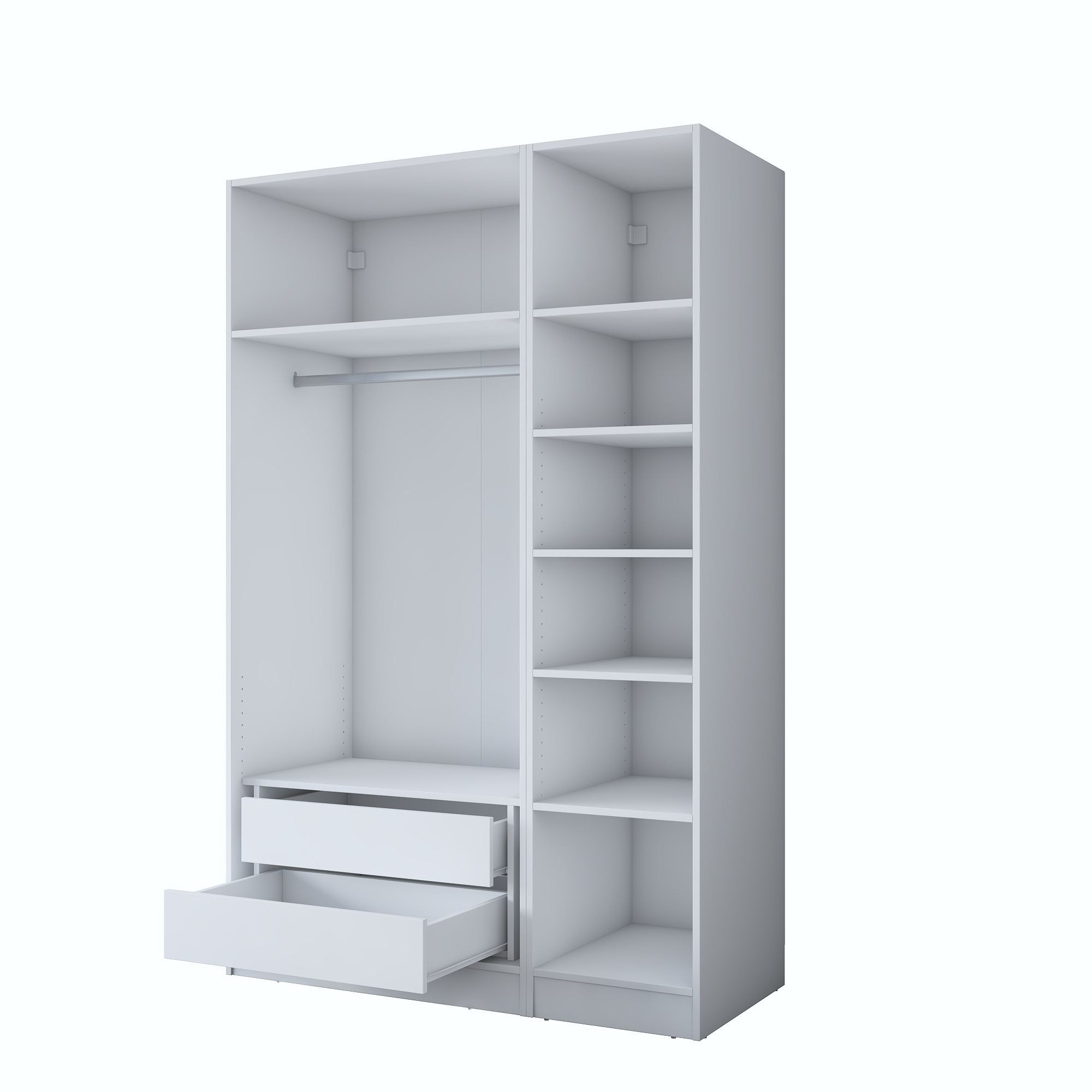 Dulap haine BA155, 135 x 210 x 57,5 cm, alb, PAL, spatiu de depozitare, fixare pe perete — imaginea 3