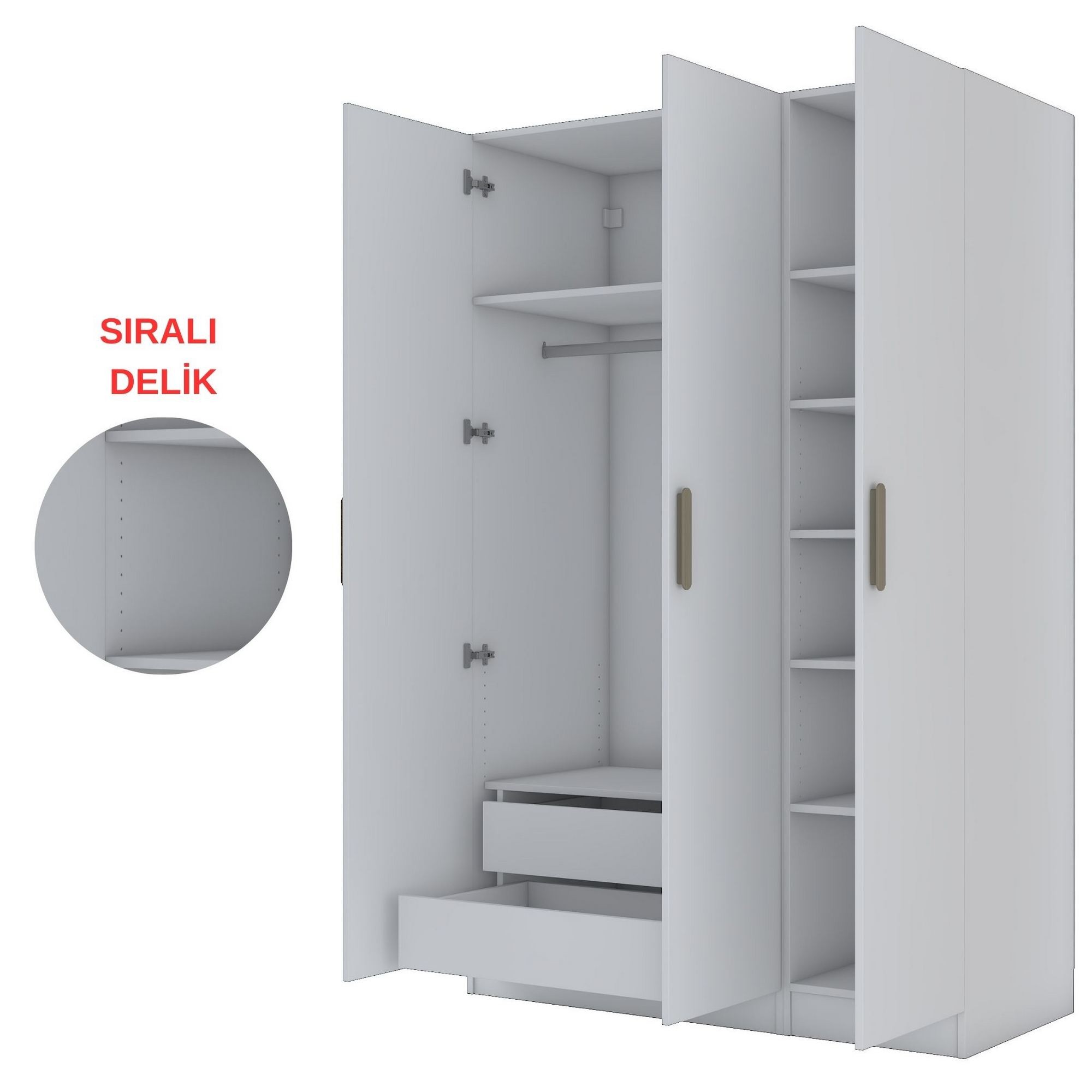 Dulap haine BA155, 135 x 210 x 57,5 cm, alb, PAL, spatiu de depozitare, fixare pe perete — imaginea 5