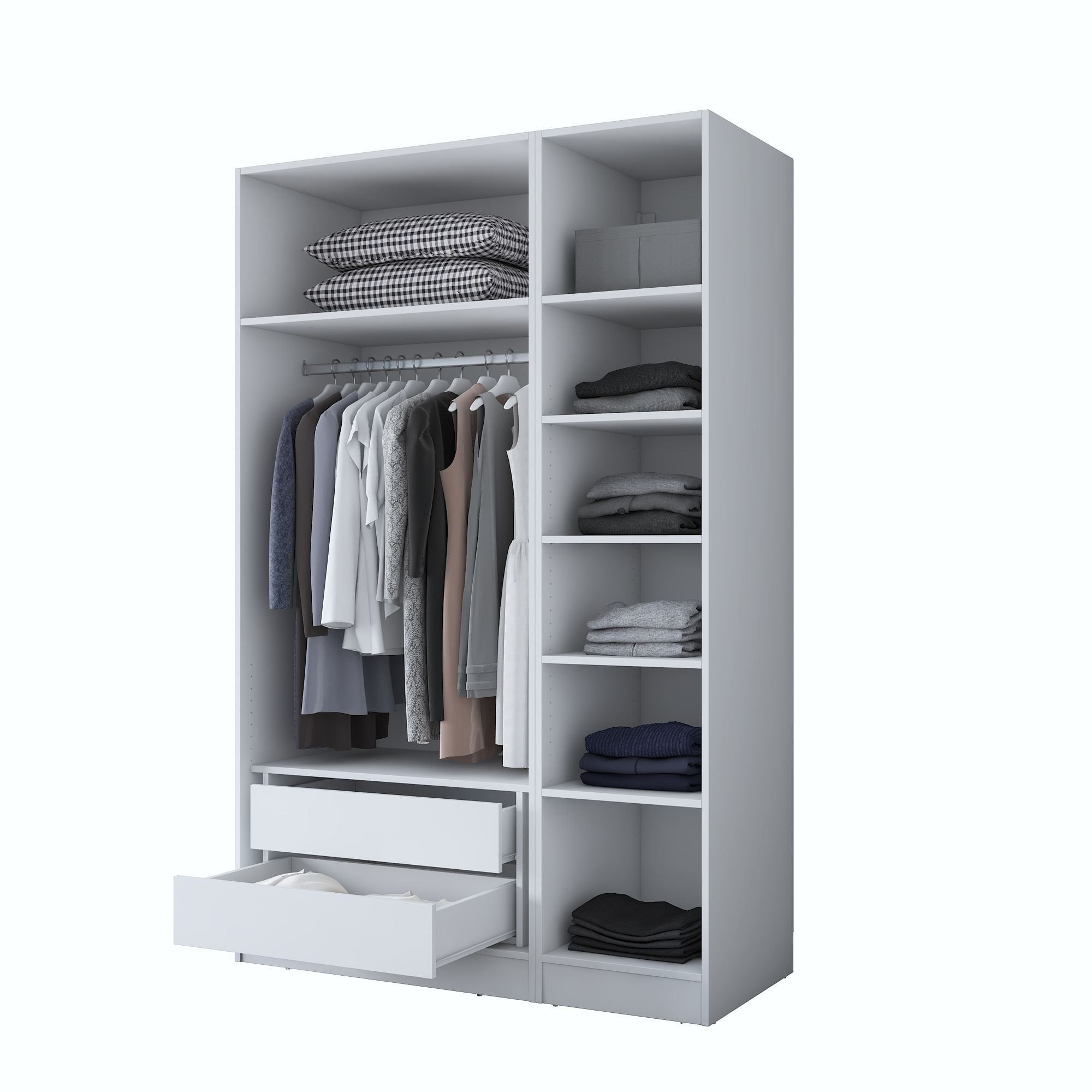 Dulap haine BA155, 135 x 210 x 57,5 cm, alb, PAL, spatiu de depozitare, fixare pe perete — imaginea 6