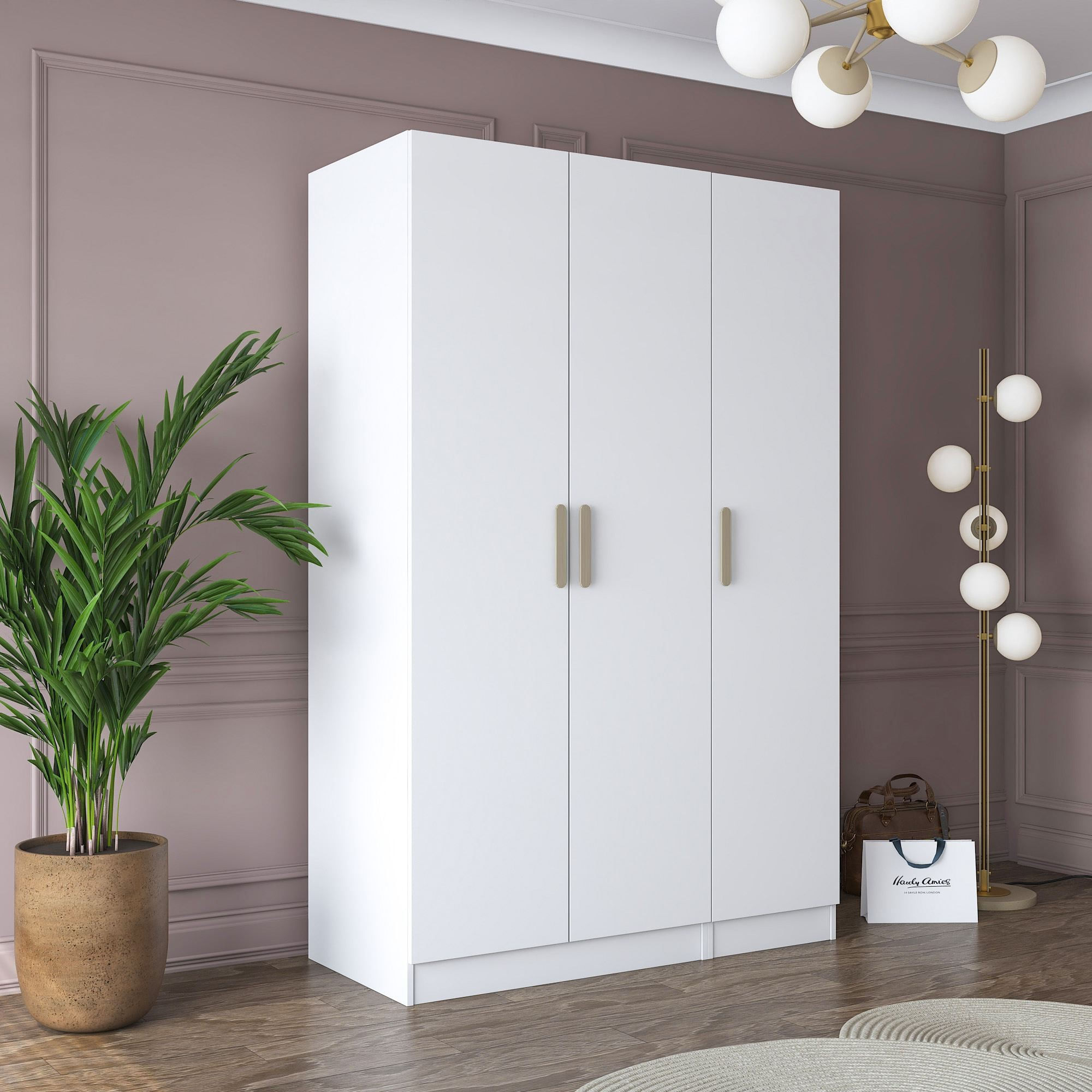 Dulap haine BA155, 135 x 210 x 57,5 cm, alb, PAL, spatiu de depozitare, fixare pe perete — imaginea 9