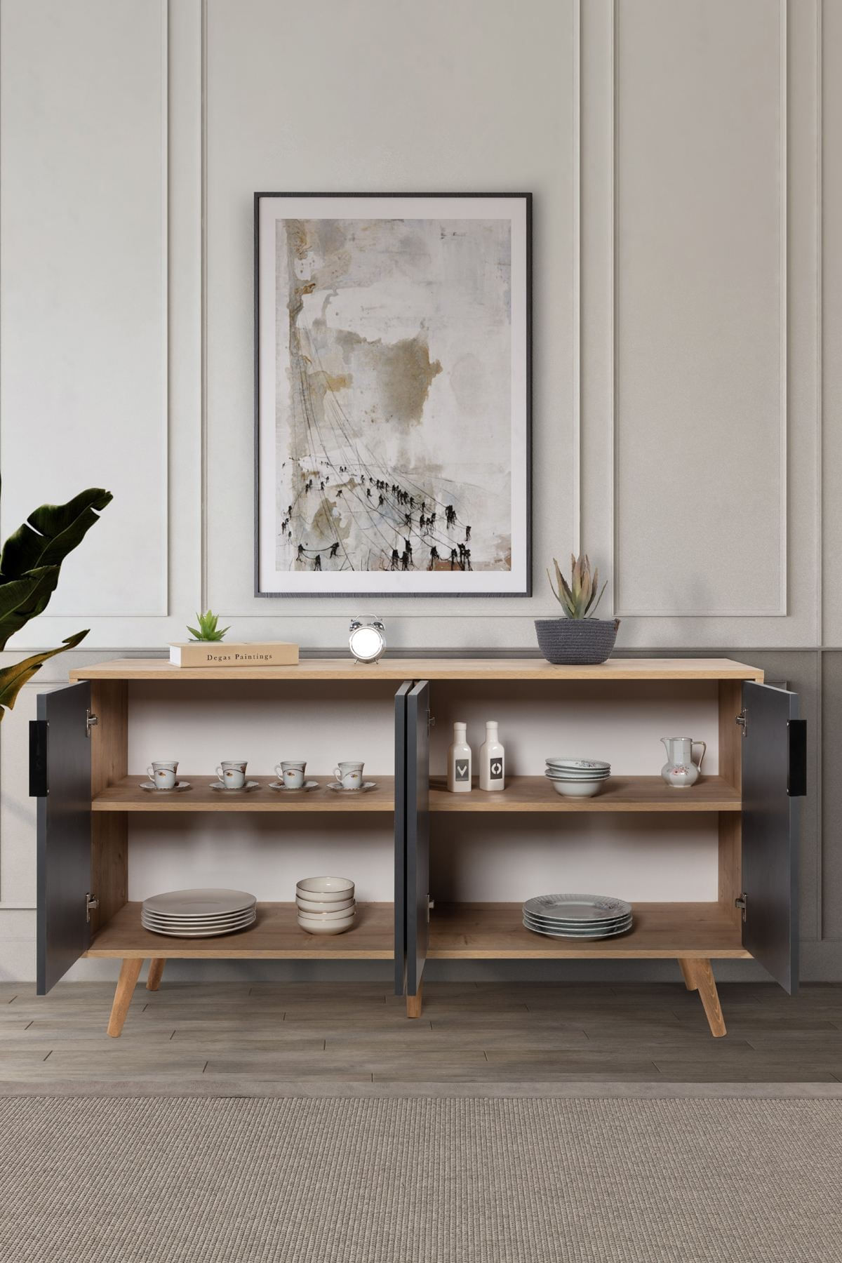 Consola Sırma 4516, 150 x 82 x 44 cm, stejar safir antracit, PAL melaminat — imaginea 6