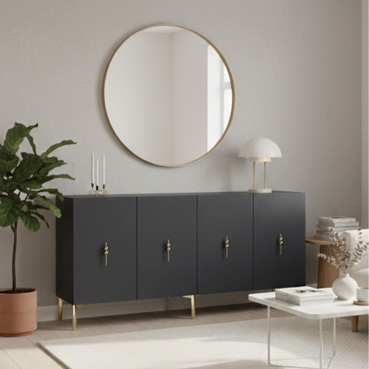 Consola Salkım 150, 150 x 75 x 32 cm, antracit auriu, PAL melaminat, antracit / gold — imaginea 6