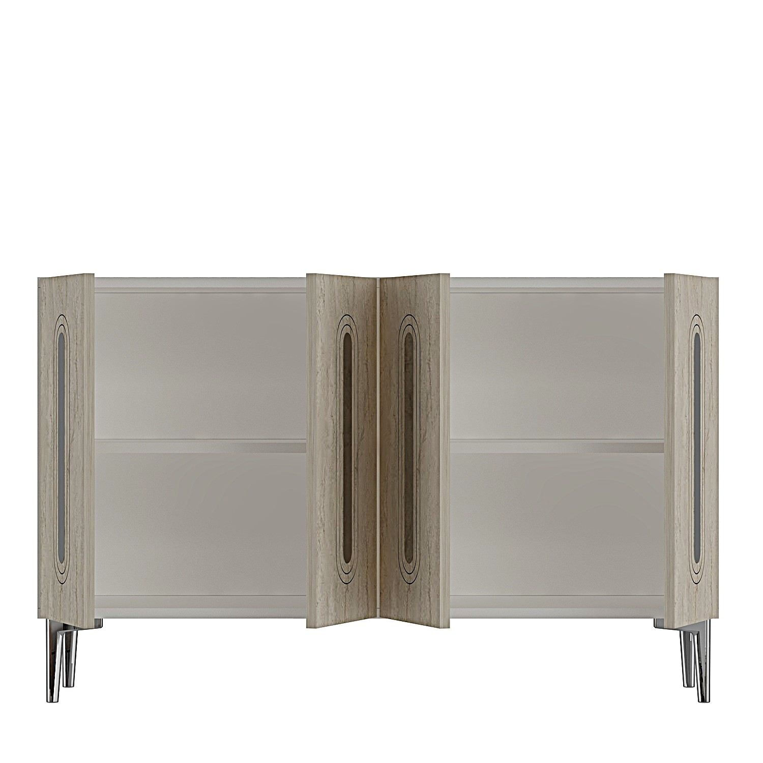 Consola Rany 120, 120 x 75 x 32 cm, alb travertin argintiu, PAL melaminat, spatiu de depozitare, fixare pe perete, alb / travertin / silver — imaginea 2