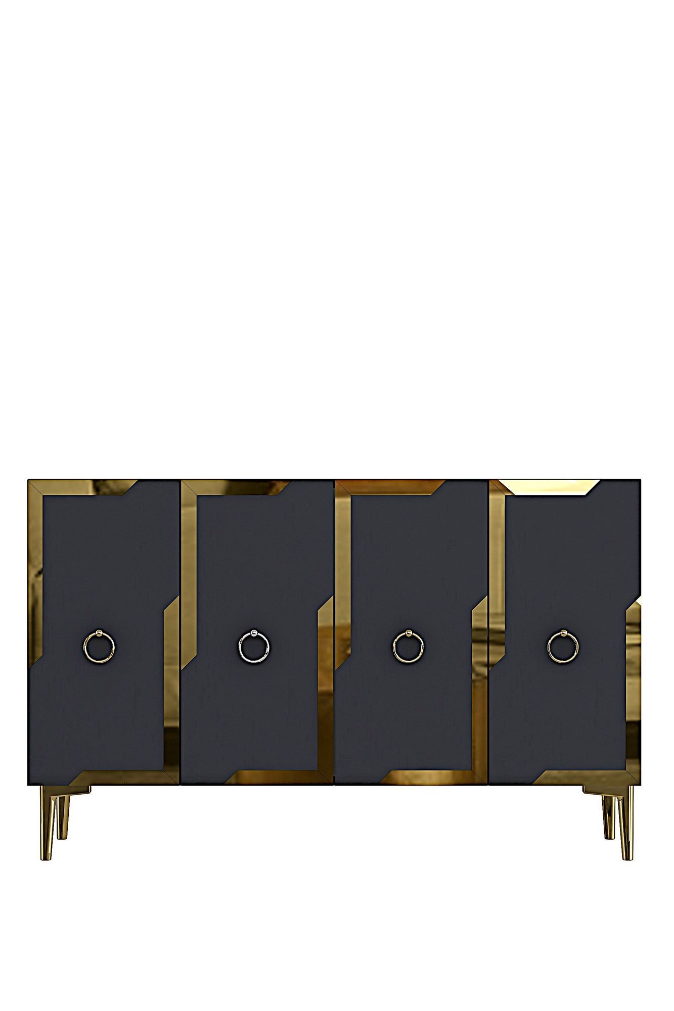 Consola Seza 120, 120 x 75 x 32 cm, antracit auriu, PAL melaminat, oglinda inclusa, antracit / gold — imaginea 2