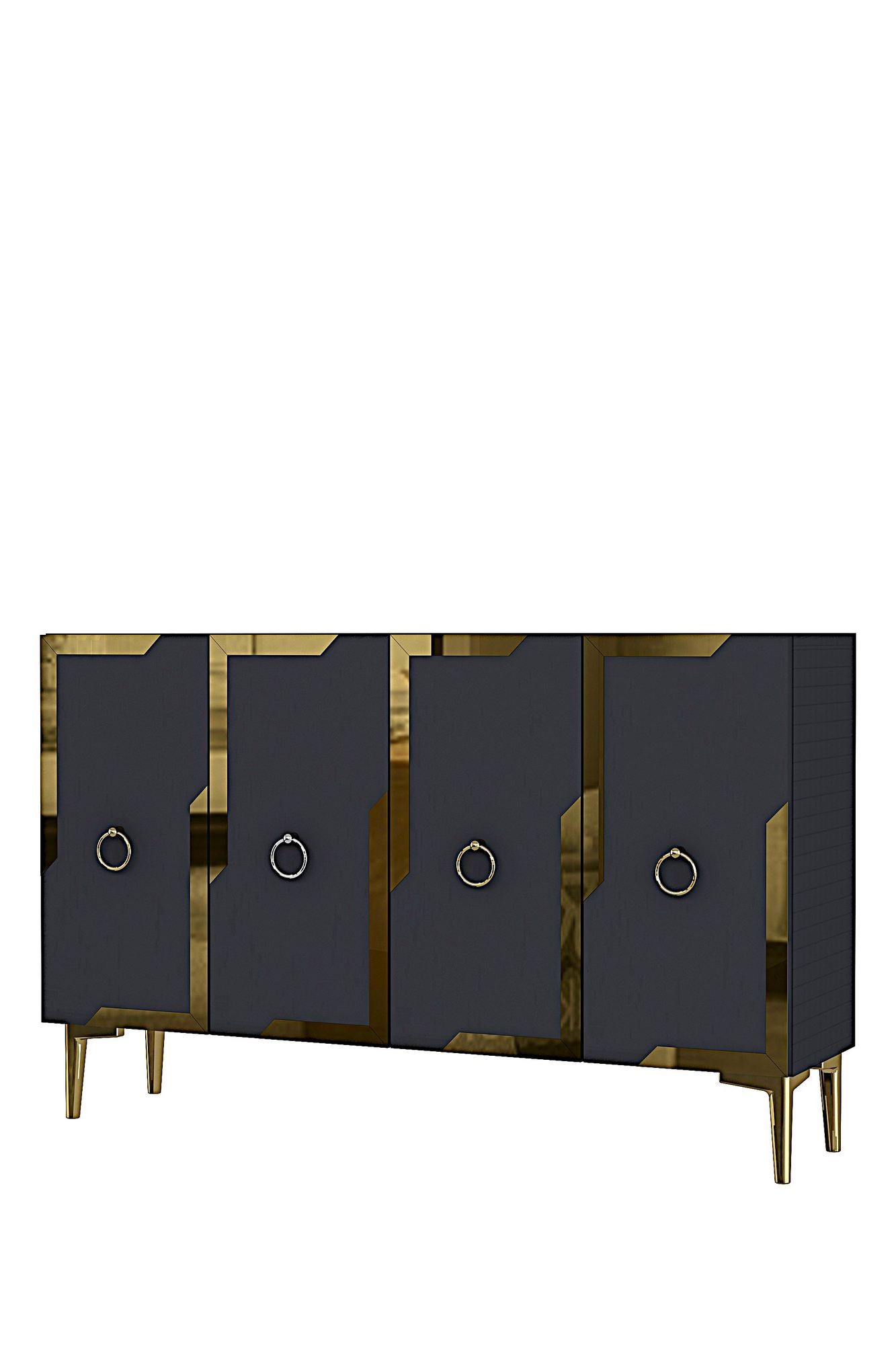 Consola Seza 120, 120 x 75 x 32 cm, antracit auriu, PAL melaminat, oglinda inclusa, antracit / gold — imaginea 3