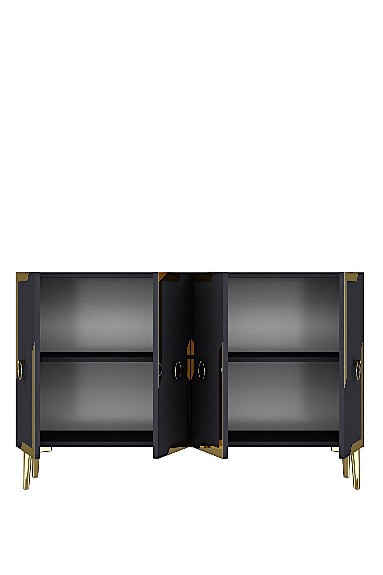 Consola Seza 120, 120 x 75 x 32 cm, antracit auriu, PAL melaminat, oglinda inclusa, antracit / gold — imaginea 7