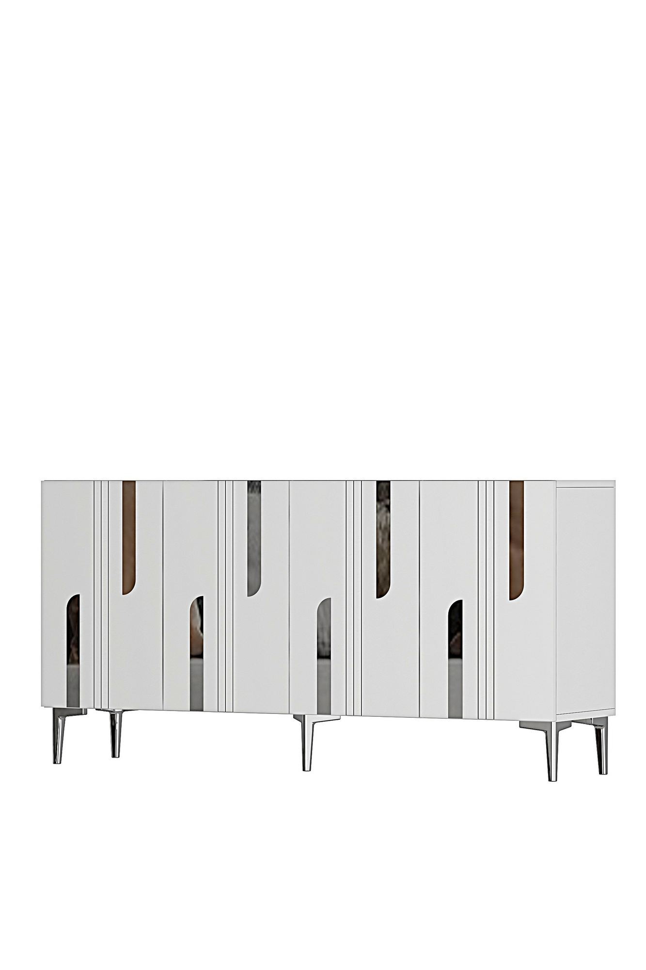 Consola Nota 150, 150 x 75 x 32 cm, alb argintiu, PAL melaminat, alb / silver — imaginea 2