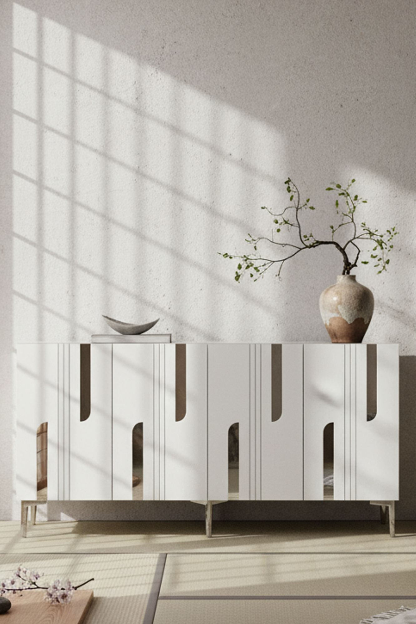 Consola Nota 150, 150 x 75 x 32 cm, alb argintiu, PAL melaminat, alb / silver — imaginea 3