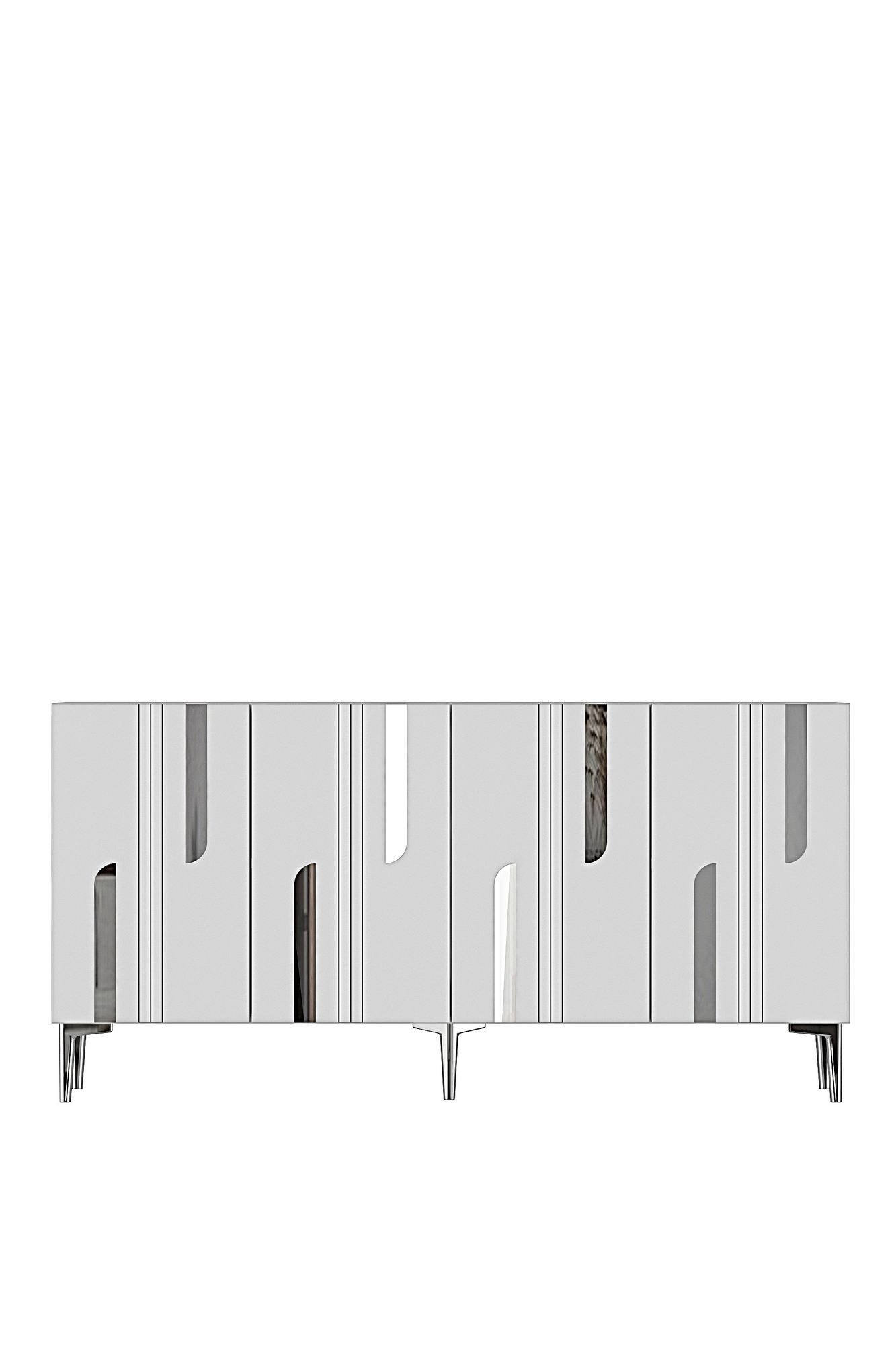 Consola Nota 150, 150 x 75 x 32 cm, alb argintiu, PAL melaminat, alb / silver — imaginea 7