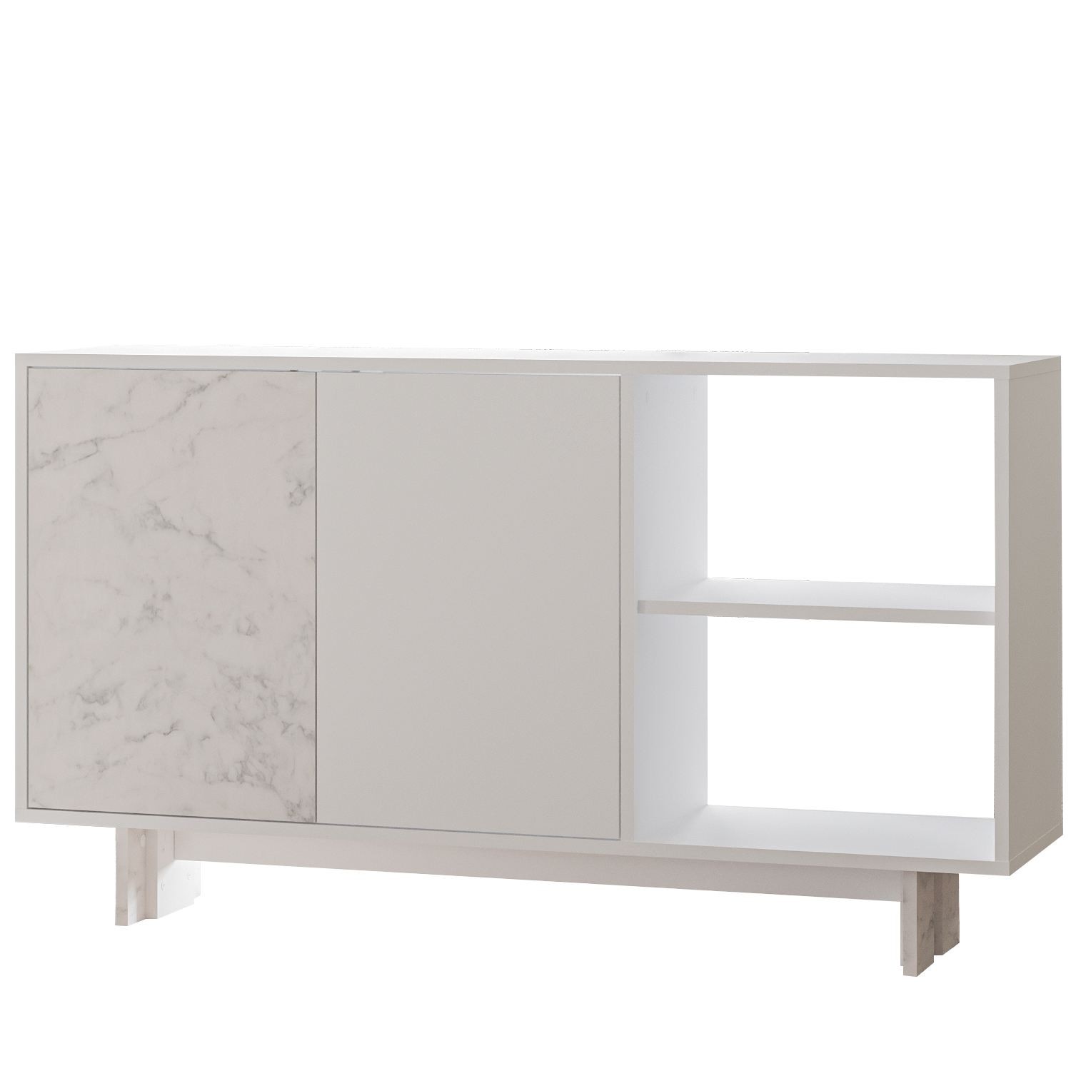 Consola Ravello, 140 x 80 x 35 cm, alb marmura, PAL melaminat, spatiu de depozitare, fixare pe perete, alb / marble — imaginea 2