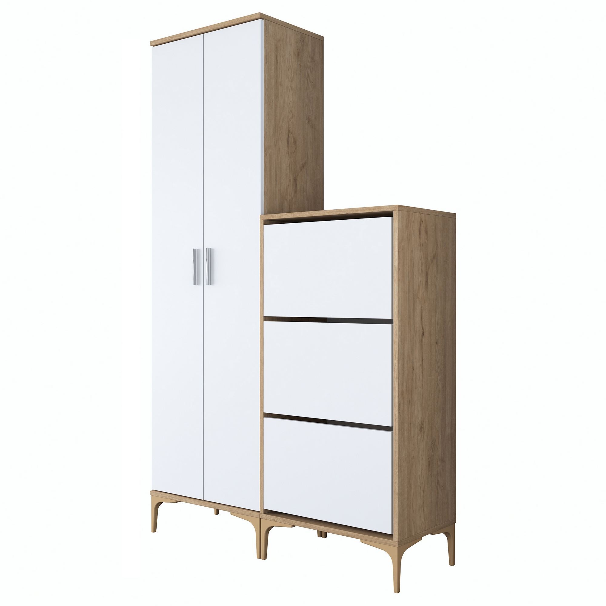 Cuier hol EA137, 120 x 198,6 x 37,5 cm, nuc alb, PAL, spatiu de depozitare, fixare pe perete — imaginea 13