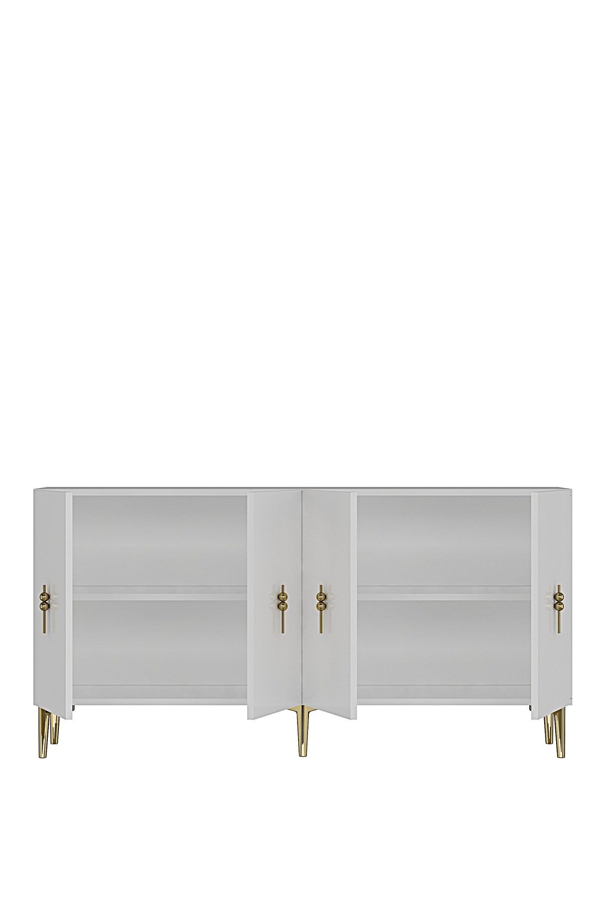 Consola Salkım 150, 150 x 75 x 32 cm, alb auriu, PAL melaminat, alb / gold — imaginea 2