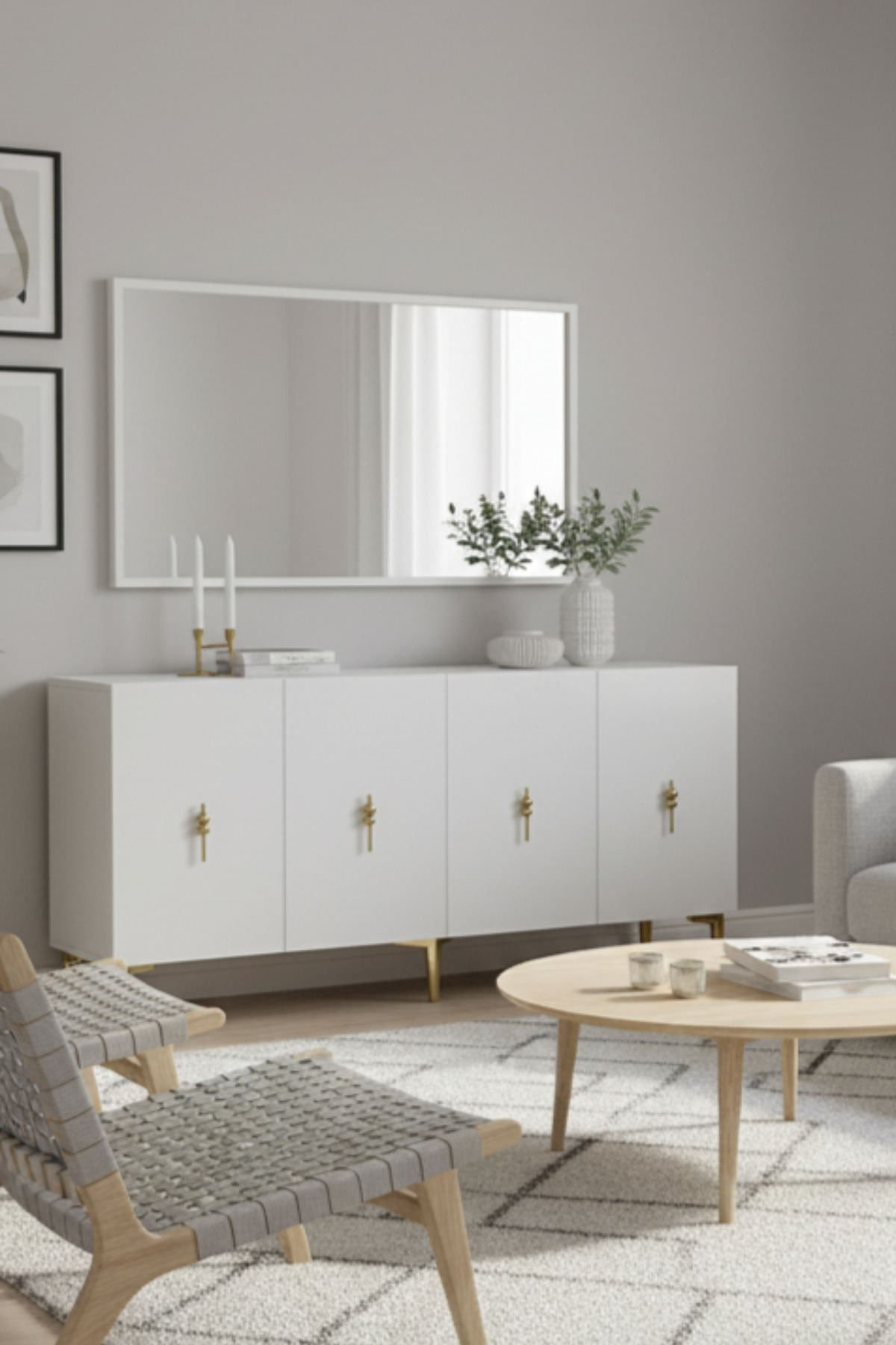 Consola Salkım 150, 150 x 75 x 32 cm, alb auriu, PAL melaminat, alb / gold — imaginea 7