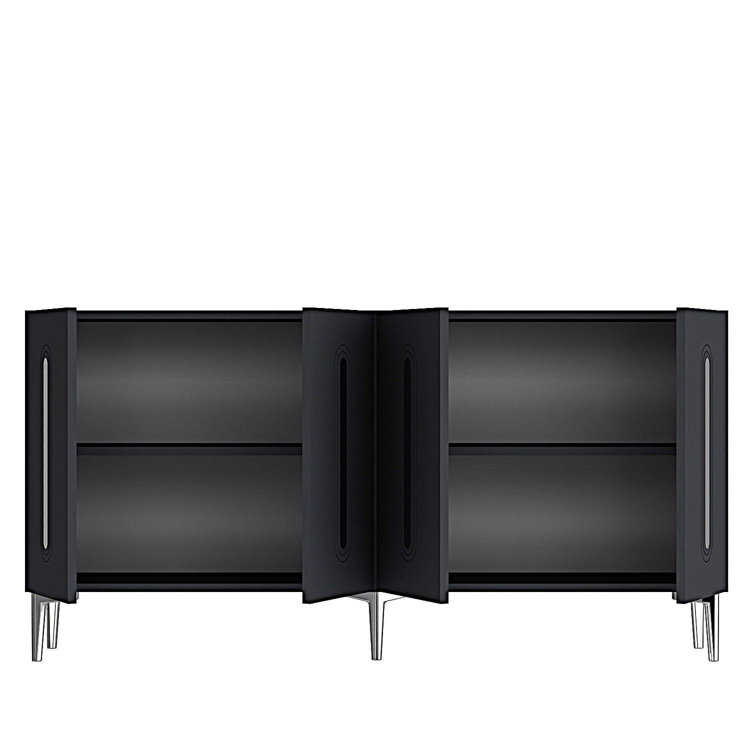 Consola Rany 150, 150 x 75 x 32 cm, antracit argintiu, PAL melaminat, spatiu de depozitare, fixare pe perete, antracit / silver — imaginea 3