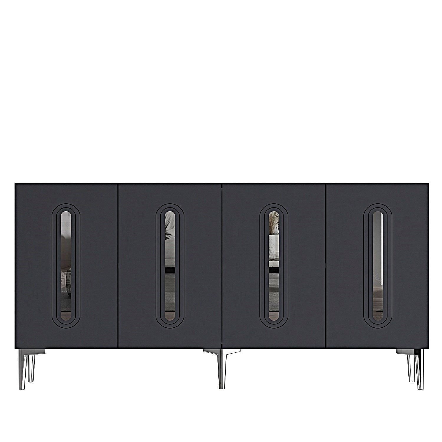 Consola Rany 150, 150 x 75 x 32 cm, antracit argintiu, PAL melaminat, spatiu de depozitare, fixare pe perete, antracit / silver — imaginea 4