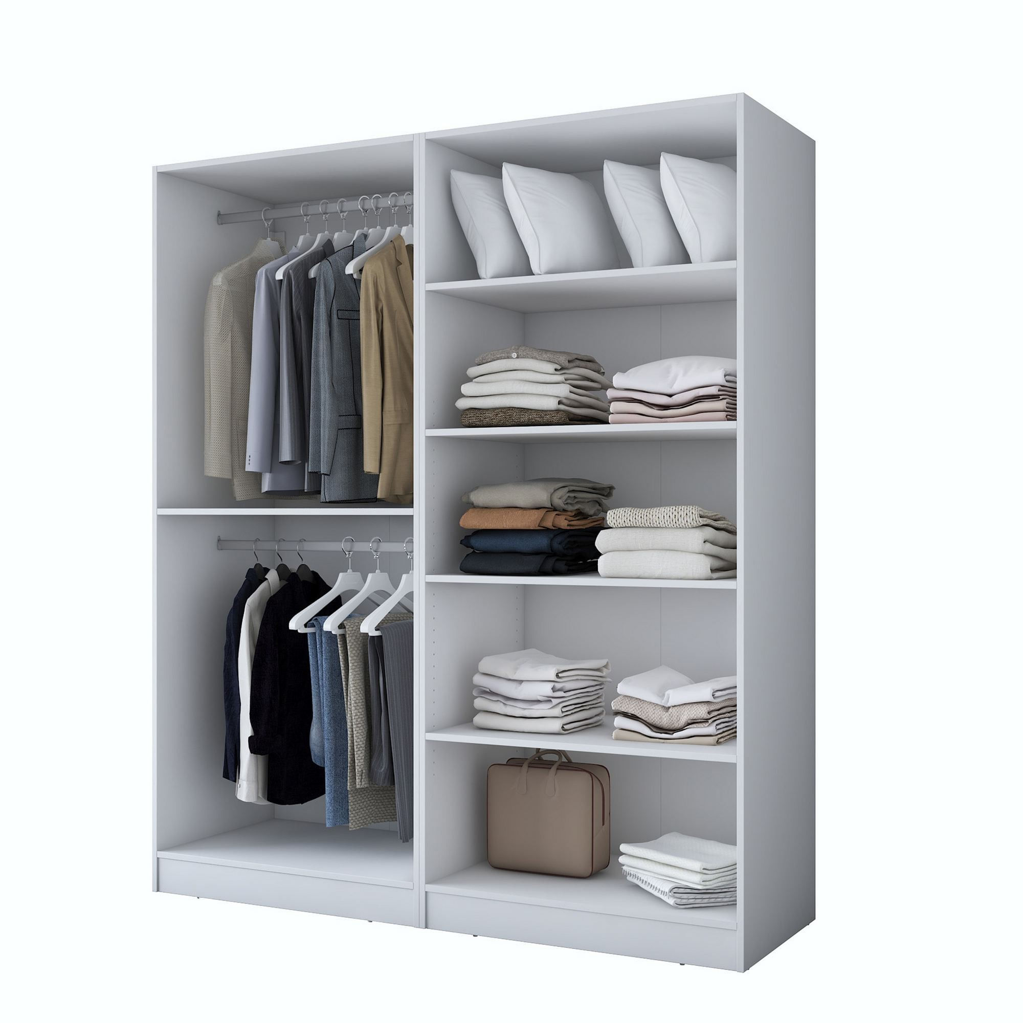 Dulap haine BA156, 180 x 210 x 57,5 cm, alb, PAL, spatiu de depozitare, fixare pe perete — imaginea 4