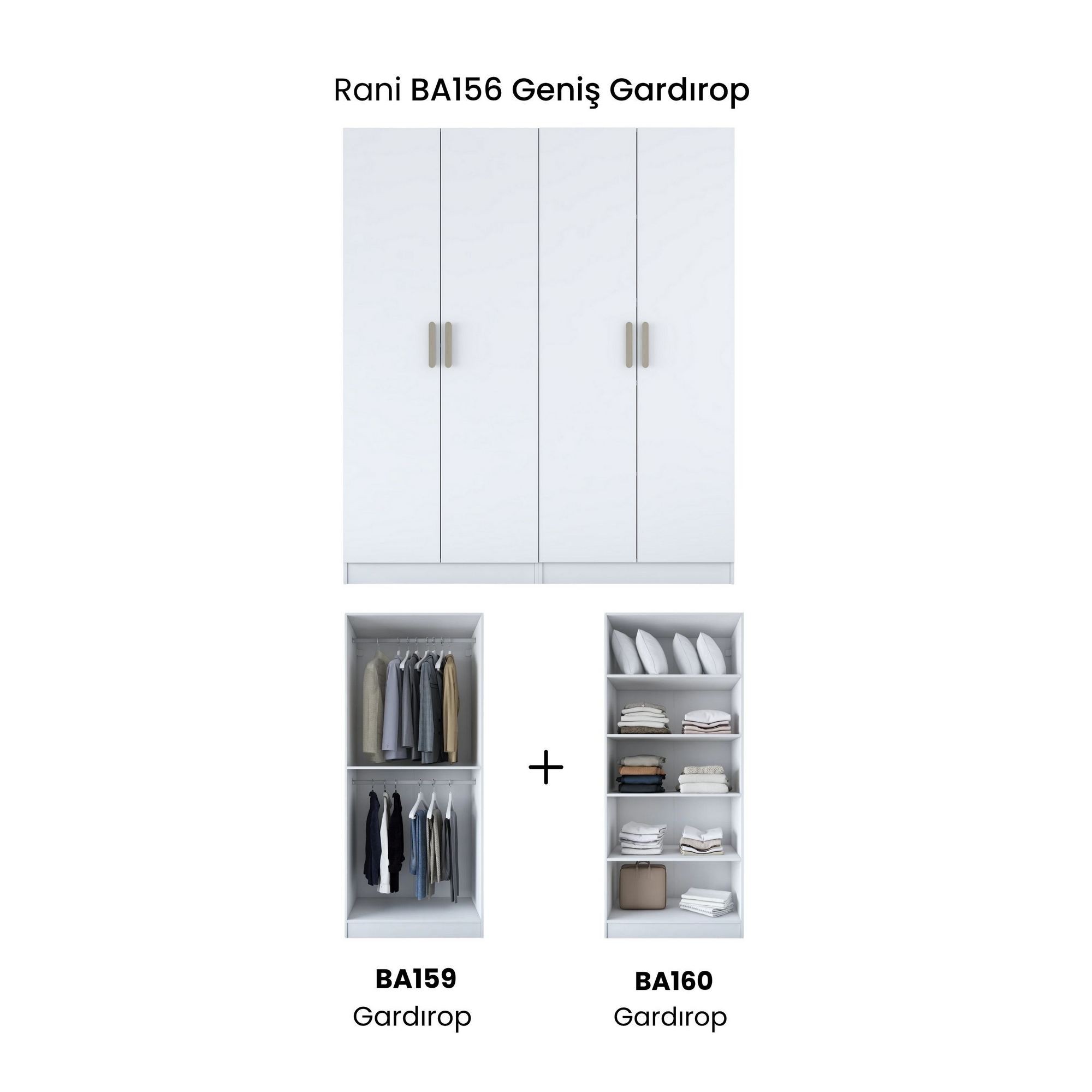 Dulap haine BA156, 180 x 210 x 57,5 cm, alb, PAL, spatiu de depozitare, fixare pe perete — imaginea 6