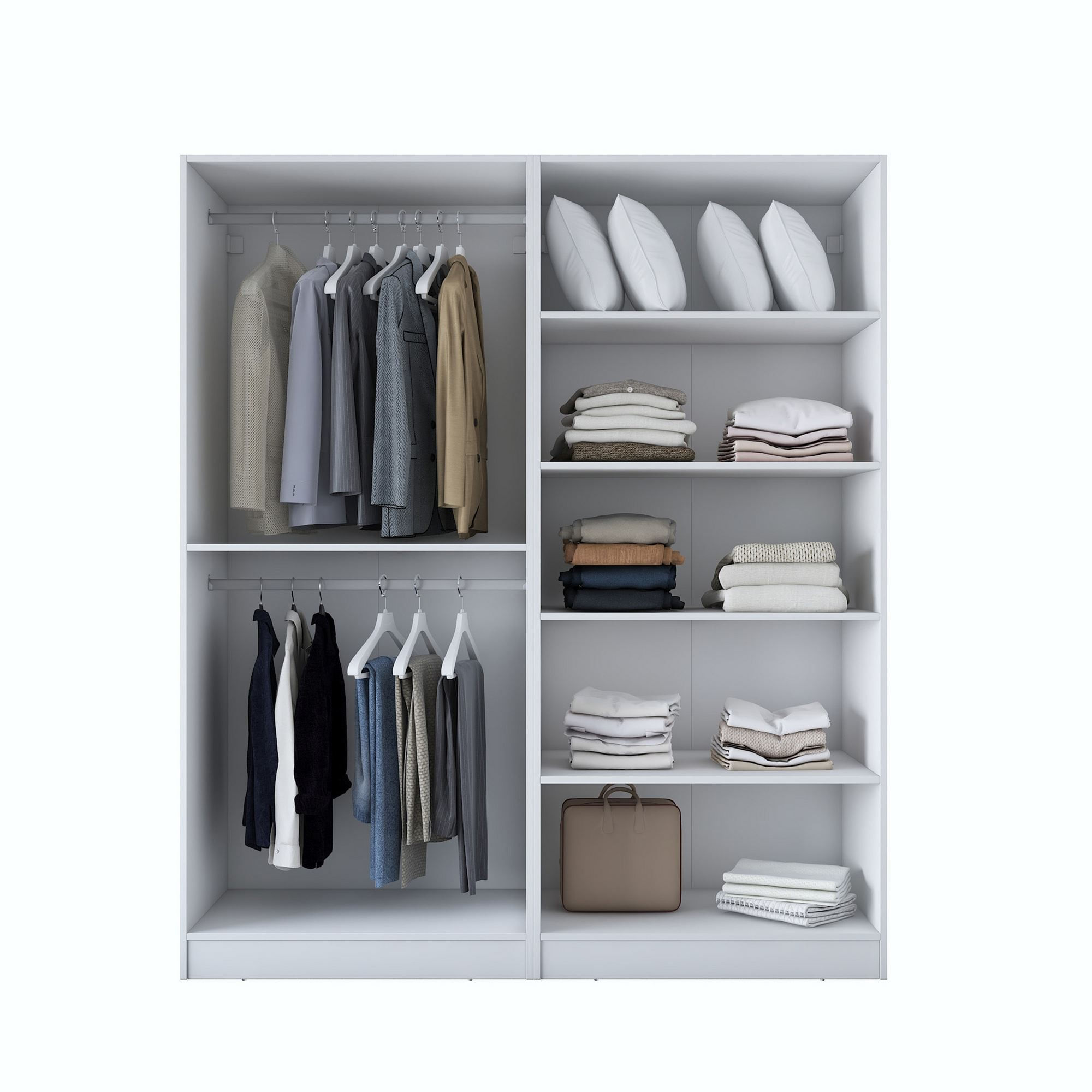 Dulap haine BA156, 180 x 210 x 57,5 cm, alb, PAL, spatiu de depozitare, fixare pe perete — imaginea 9